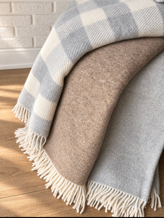 Organic Merino Wool Blanket • Handmade Winter Throw • Warm Natural Wool Blanket