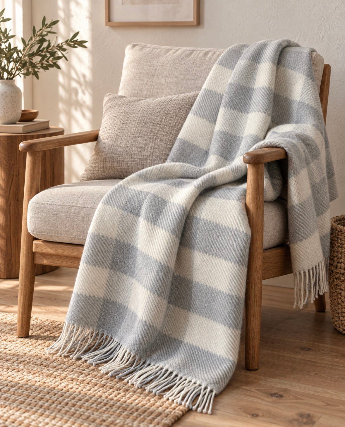 Organic Merino Wool Blanket • Handmade Winter Throw • Warm Natural Wool Blanket