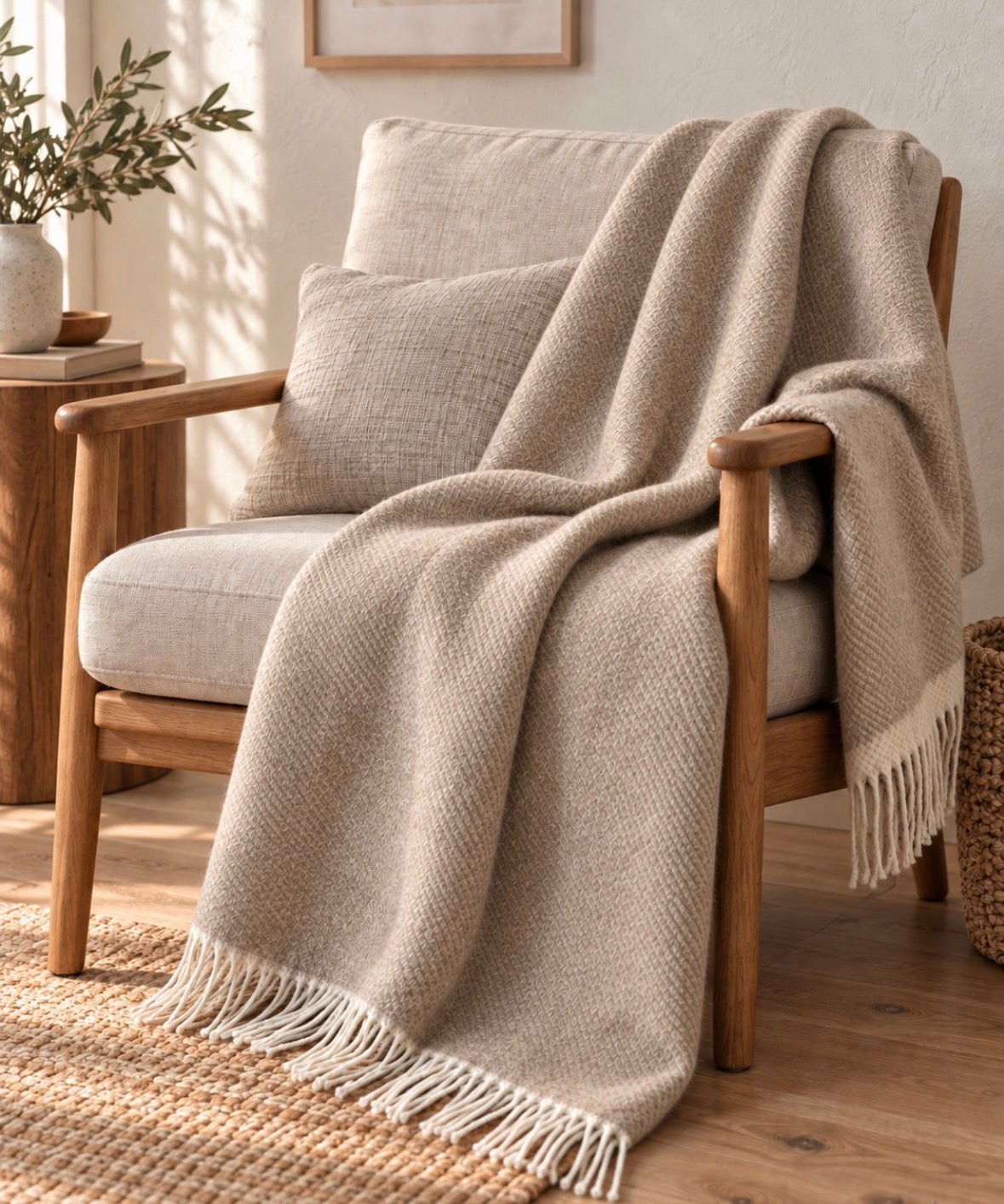 Organic Merino Wool Blanket • Handmade Winter Throw • Warm Natural Wool Blanket