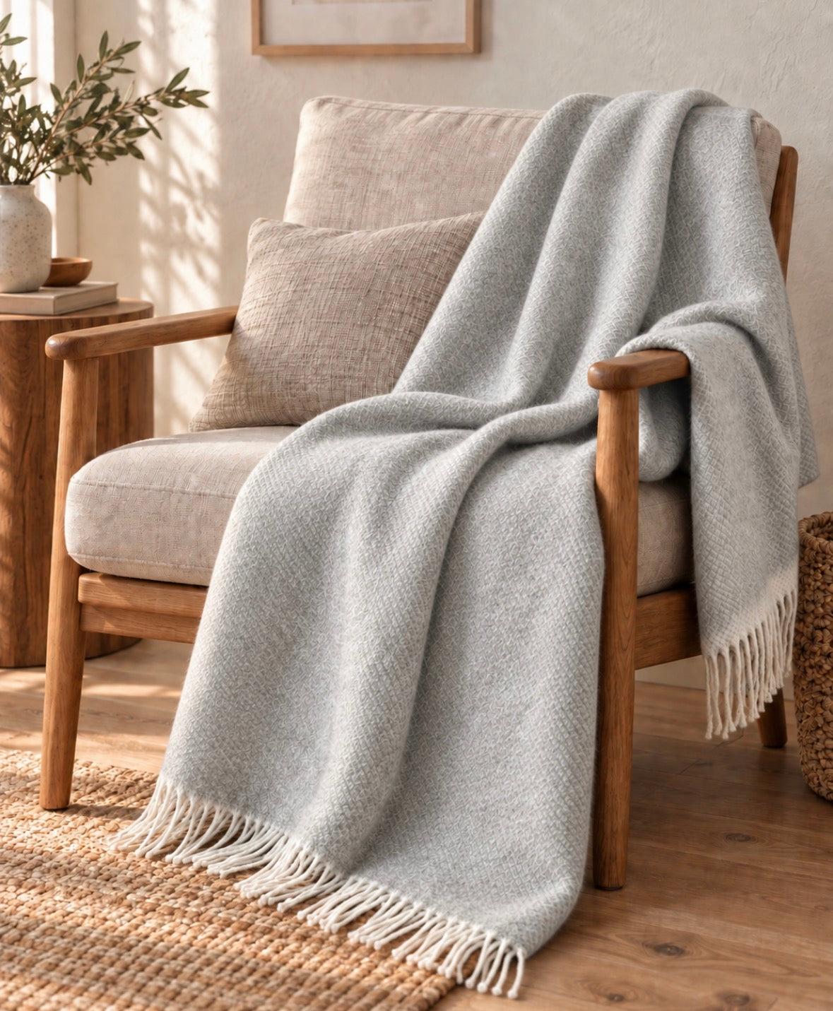 Organic Merino Wool Blanket • Handmade Winter Throw • Warm Natural Wool Blanket