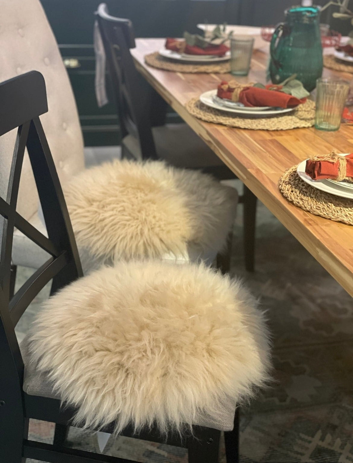 Chair Pad Stool Pad Round | Champagne Scandinavian Decor | Seat Pad | Icelandic Style | Trendy | Cozy