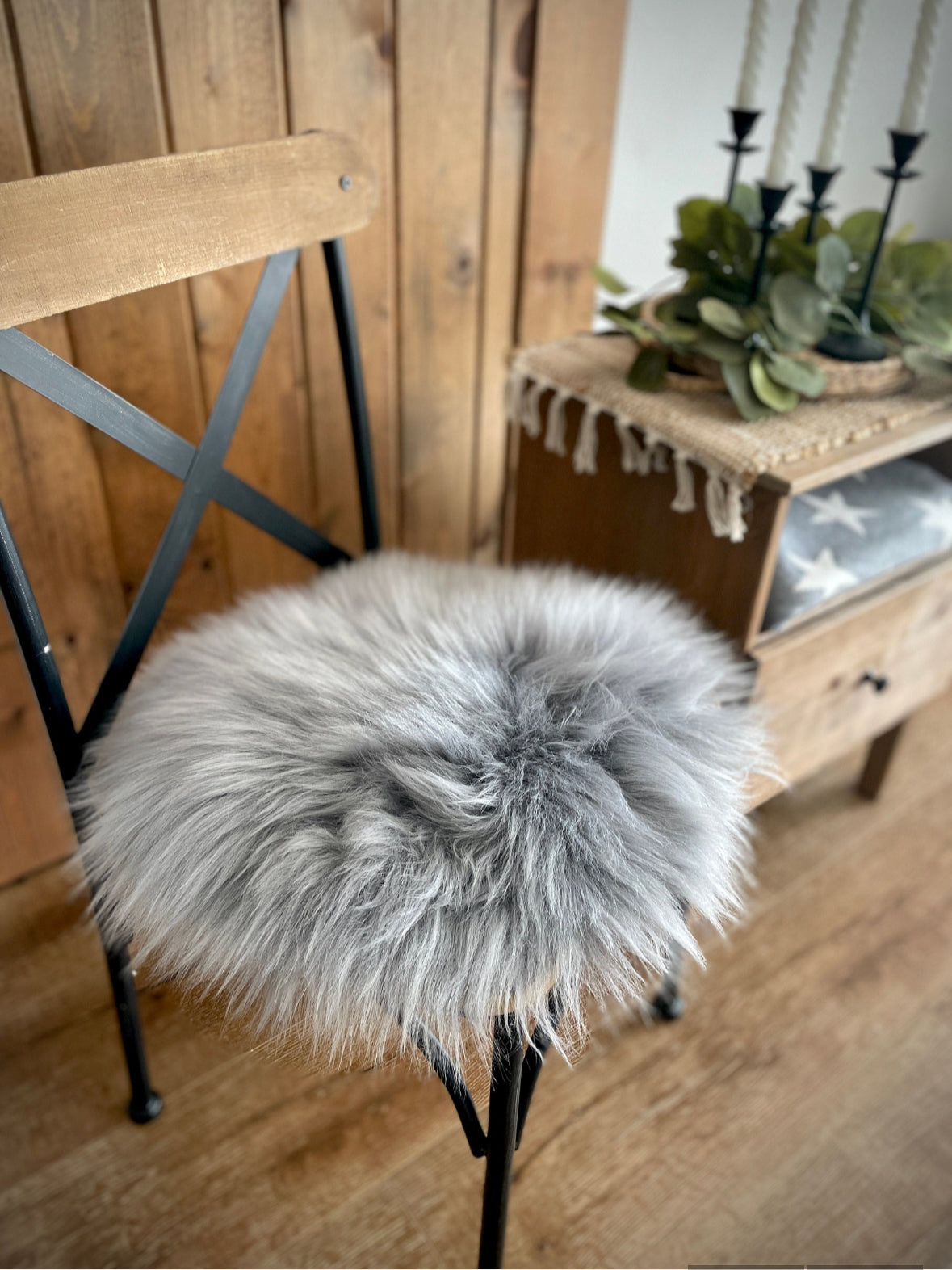 Chair Pad Stool Pad Round | Scandinavian Decor | Seat Pad Silver Gray | Icelandic Style | Trendy | Cozy