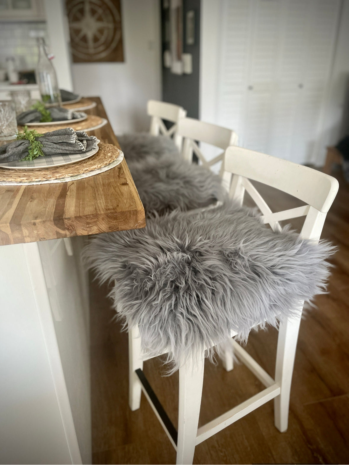 Chair Pad Stool Pad | Scandinavian Decor | Seat Pad Silver Gray | Icelandic Style | Trendy | Cozy