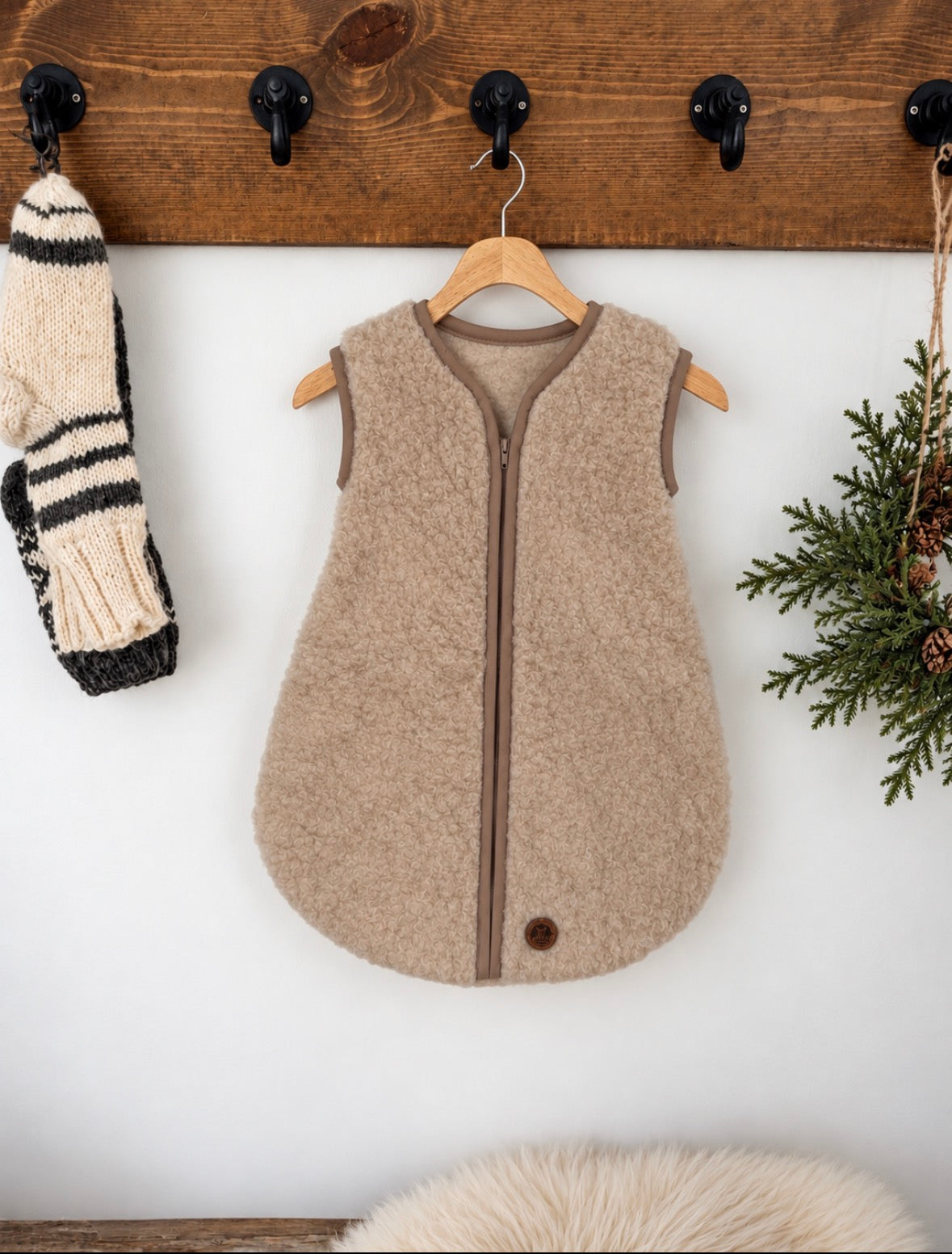 FOLLKEE Merino Wool Baby Sleeping Bag • 100% Pure Organic Wool • Newborn Sleep Sack 3–6 Months