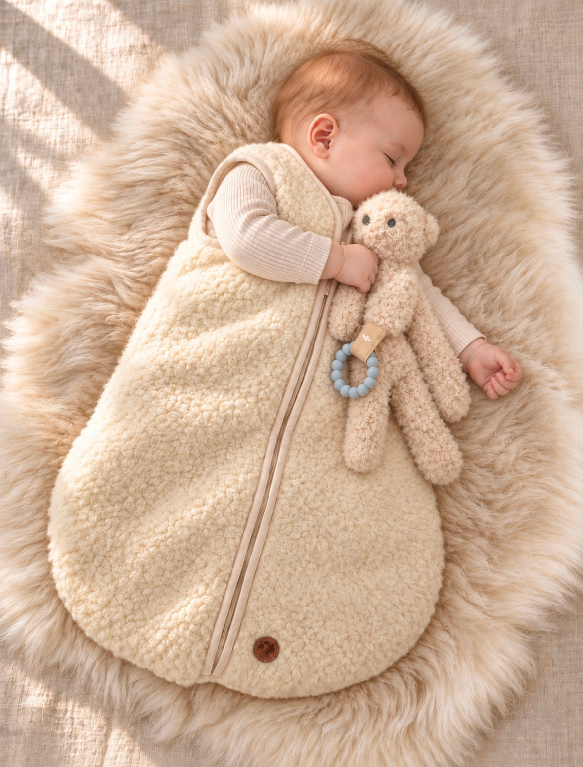 FOLLKEE Merino Wool Baby Sleeping Bag • 100% Pure Organic Wool • Newborn Sleep Sack 3–6 Months