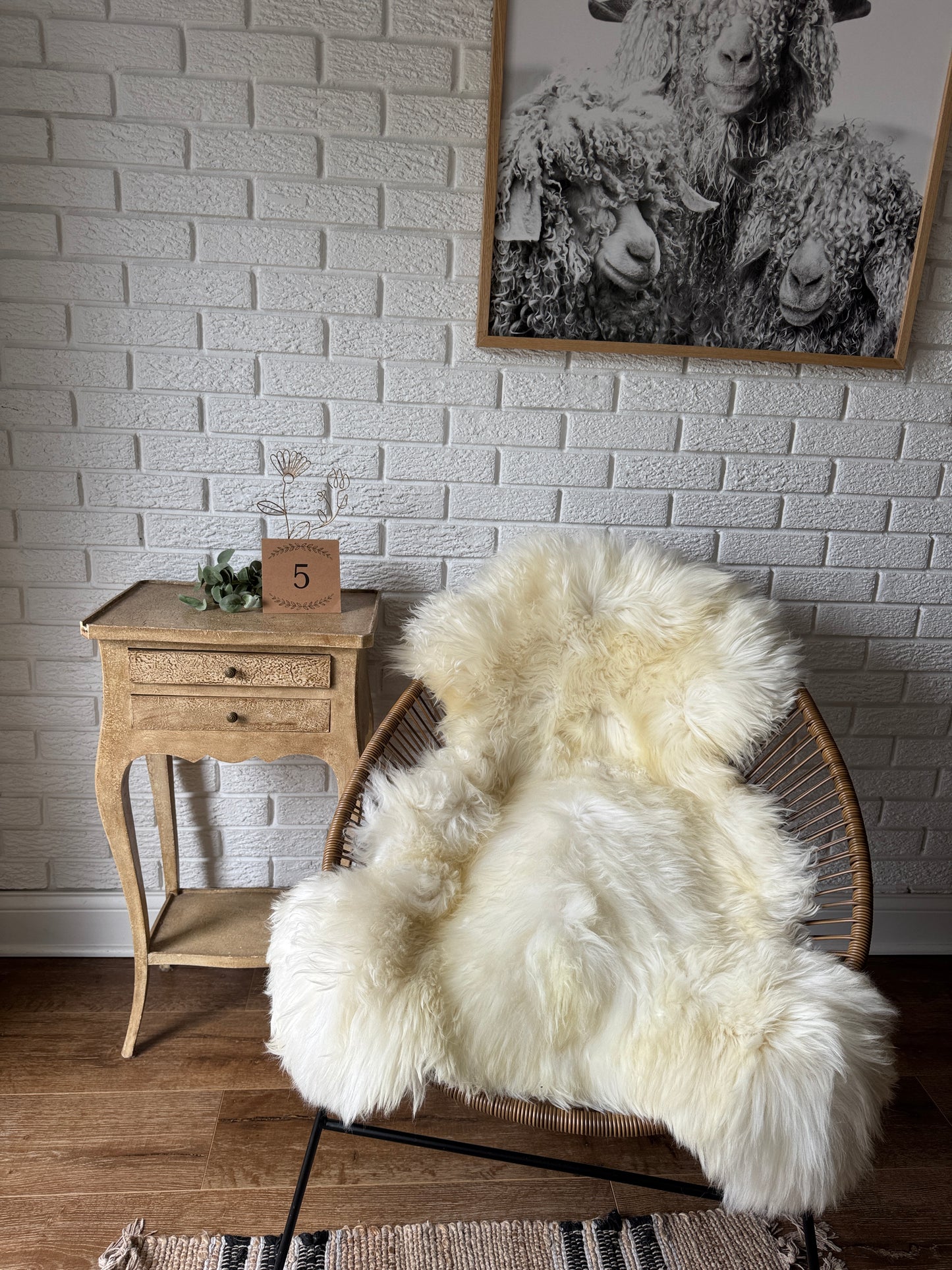 Follkee Icelandic Sheepskin Rug Throw Fur Rug Sheepskin Rug throw, natural sheepskin, real sheepskin rug, chair throw, genuine leather rug, MEL27
