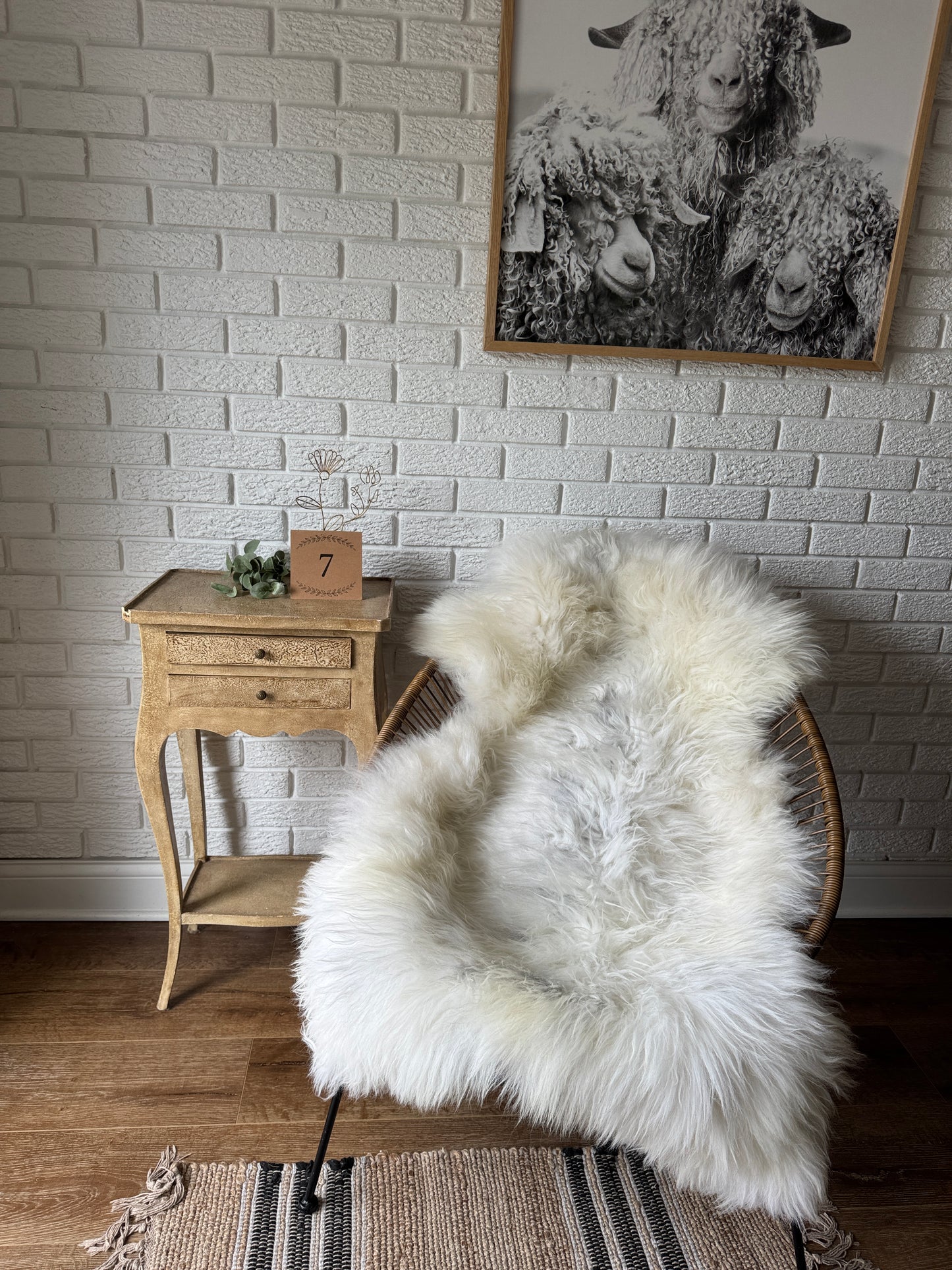 Follkee Icelandic Sheepskin Rug Throw Fur Rug Sheepskin Rug throw, natural sheepskin, real sheepskin rug, chair throw, genuine leather rug, MEL27