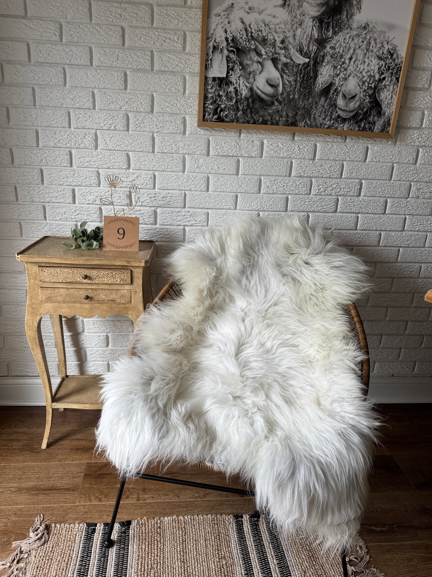 Follkee Icelandic Sheepskin Rug Throw Fur Rug Sheepskin Rug throw, natural sheepskin, real sheepskin rug, chair throw, genuine leather rug, MEL27