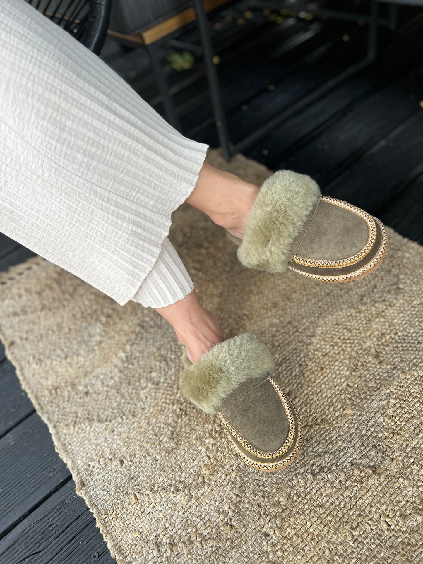 Betti New Collection Women's Slip on SheepSkin Merino Wool Slippers , House Shoes