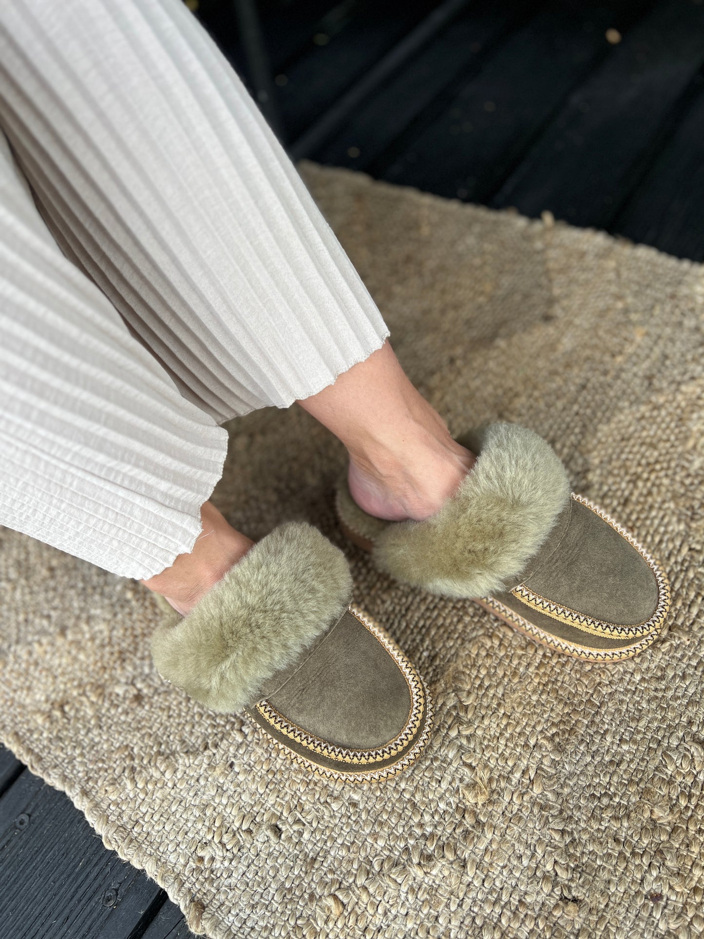 Betti New Collection Women's Slip on SheepSkin Merino Wool Slippers , House Shoes