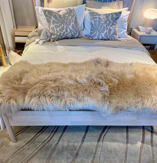 Two-Pelt Genuine Champagne Sheepskin Rug | Soft Real Sheep Skin Throw | Natural Wool | Eco-Friendly & Biodegradable | Follkee