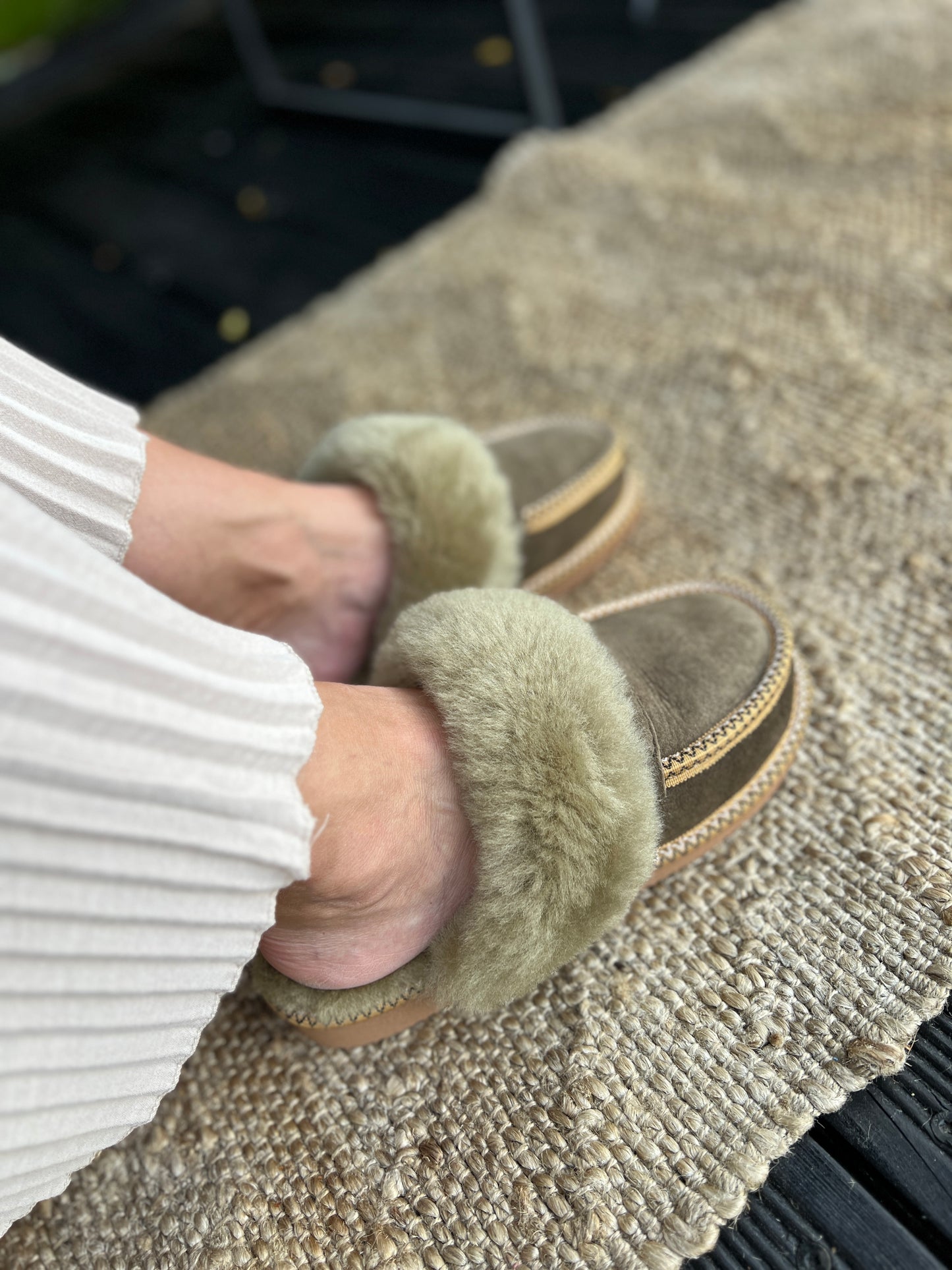 Betti New Collection Women's Slip on SheepSkin Merino Wool Slippers , House Shoes