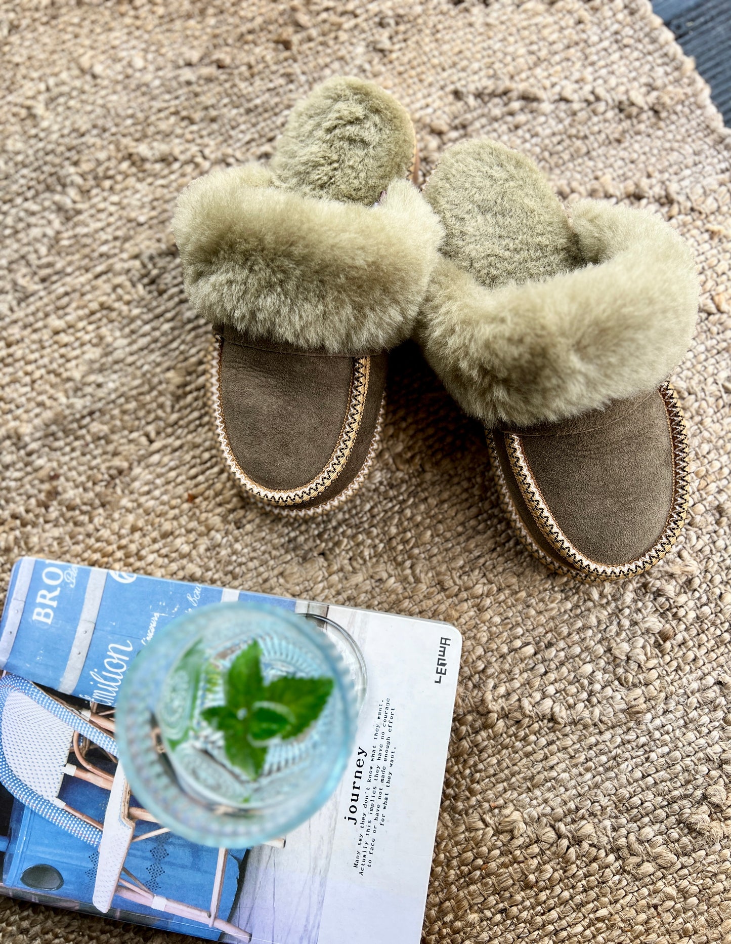 Sheepskin Merino Wool Slippers Men and Women House Shoes Slip On Slippers handmade comfort for winter - BETTI