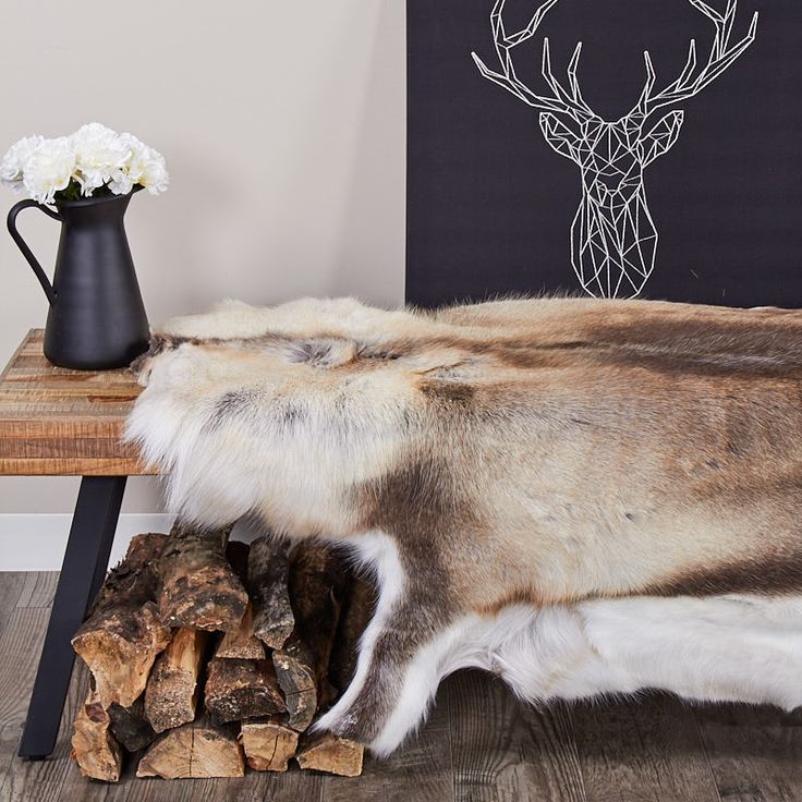 Authentic Reindeer Hide – Luxuriously Large with Natural Dark Markings | Natural Rug