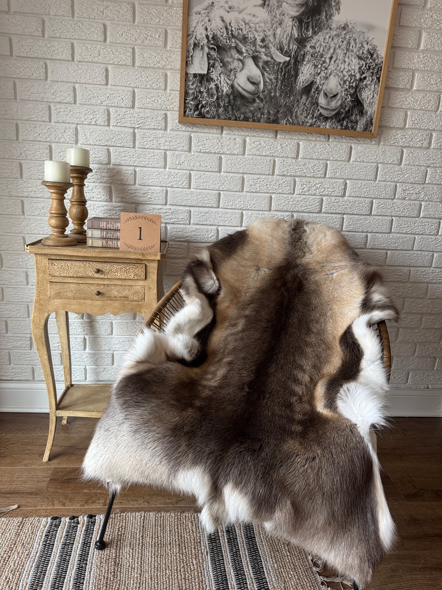 Authentic Reindeer Hide – Luxuriously Large with Natural Dark Markings | Natural Rug