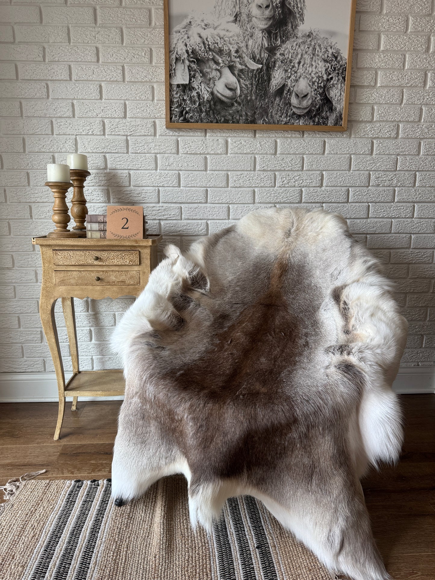 Authentic Reindeer Hide – Luxuriously Large with Natural Dark Markings | Natural Rug