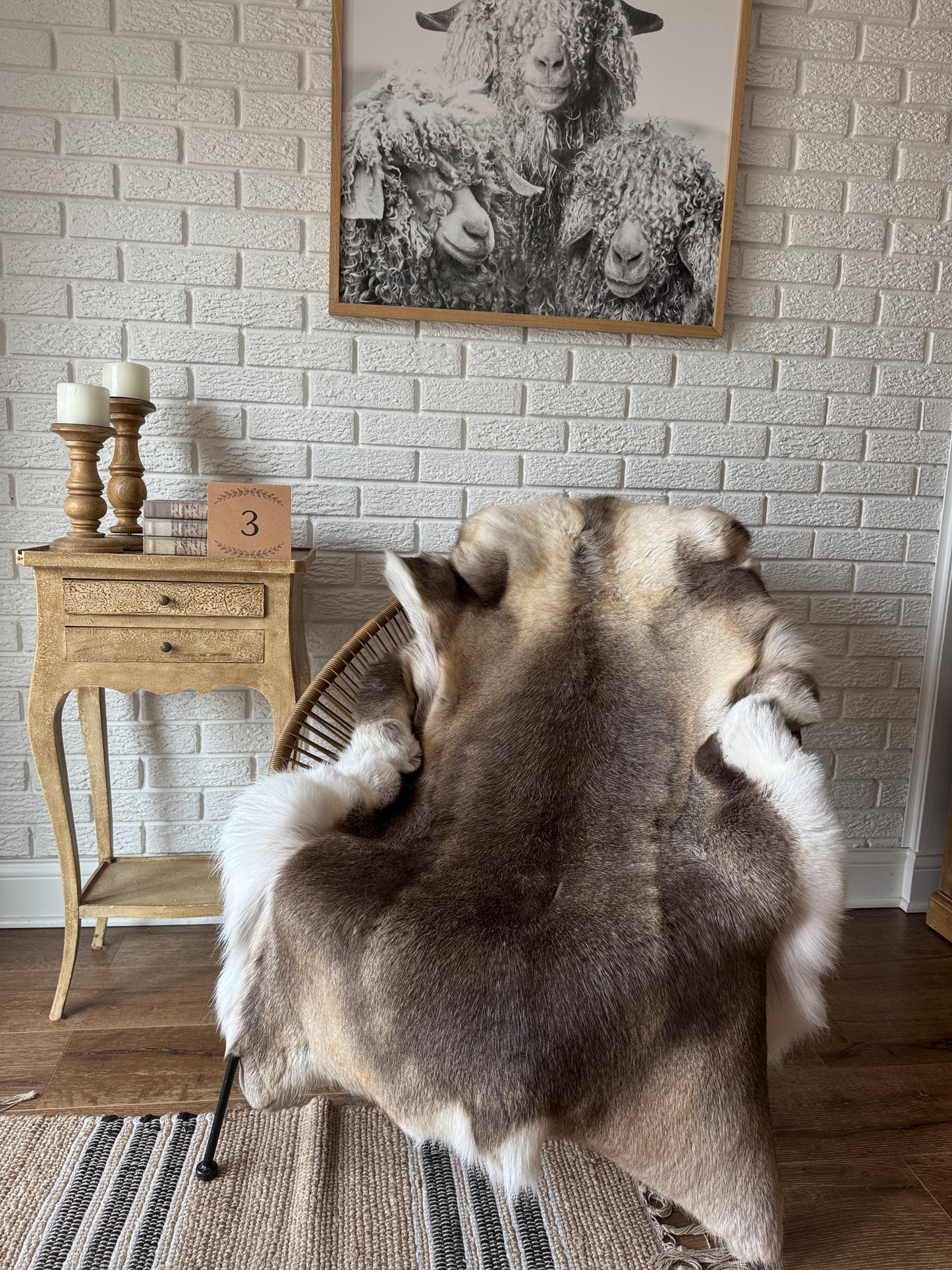 Authentic Reindeer Hide – Luxuriously Large with Natural Dark Markings | Natural Rug
