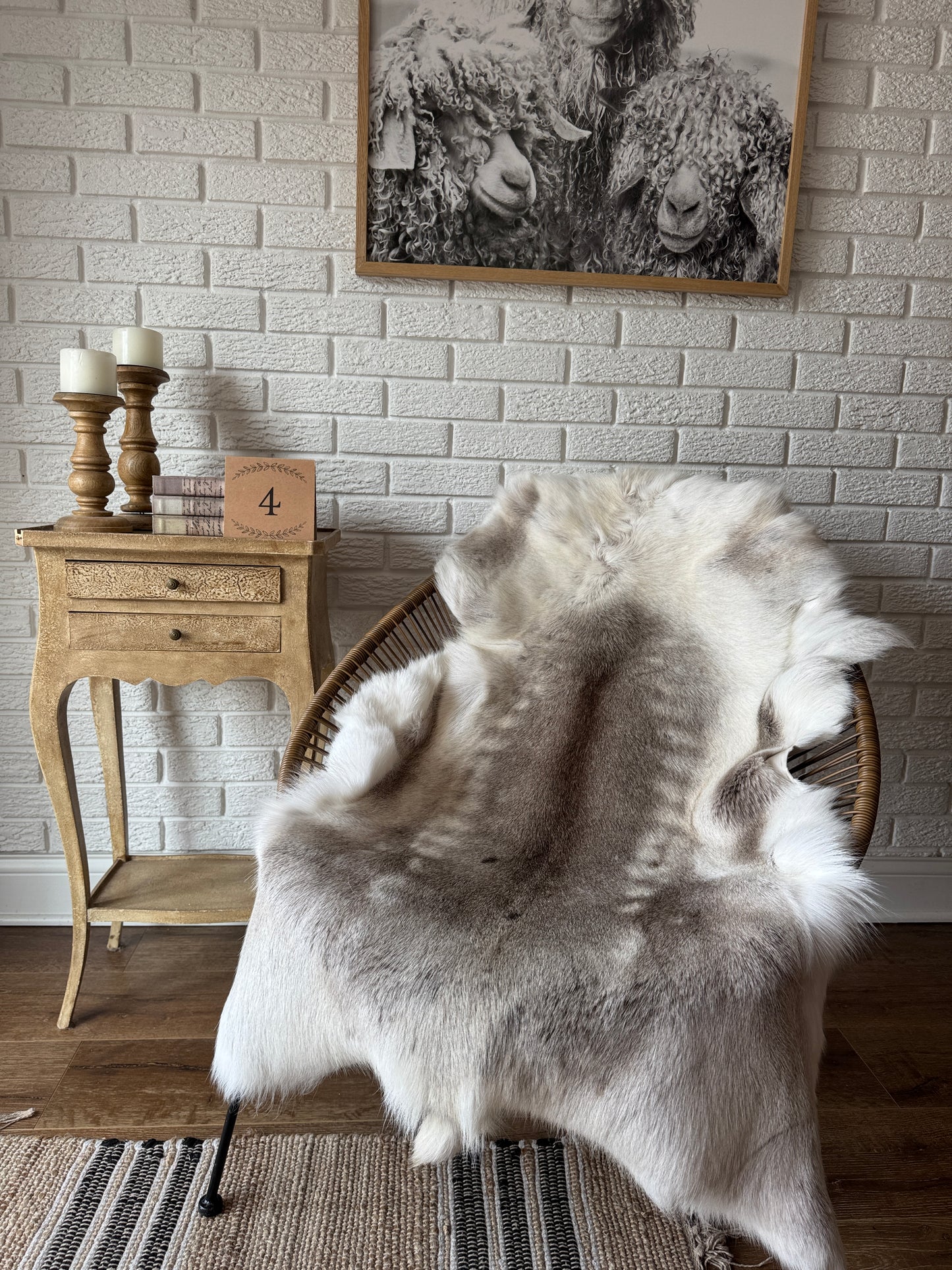 Authentic Reindeer Hide – Luxuriously Large with Natural Dark Markings | Natural Rug