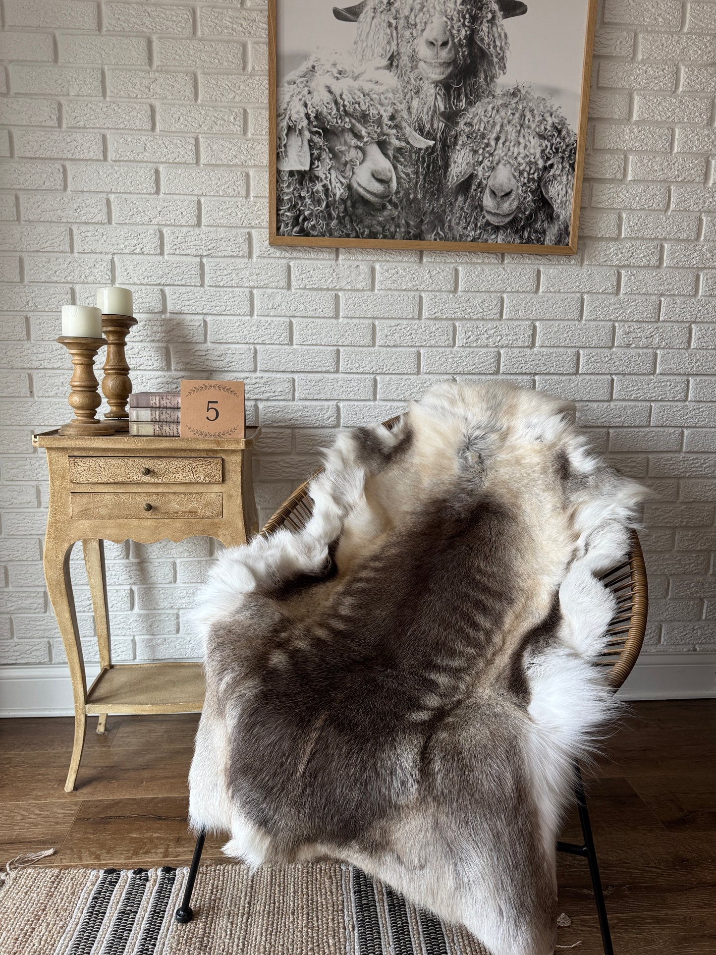 Authentic Reindeer Hide – Luxuriously Large with Natural Dark Markings | Natural Rug