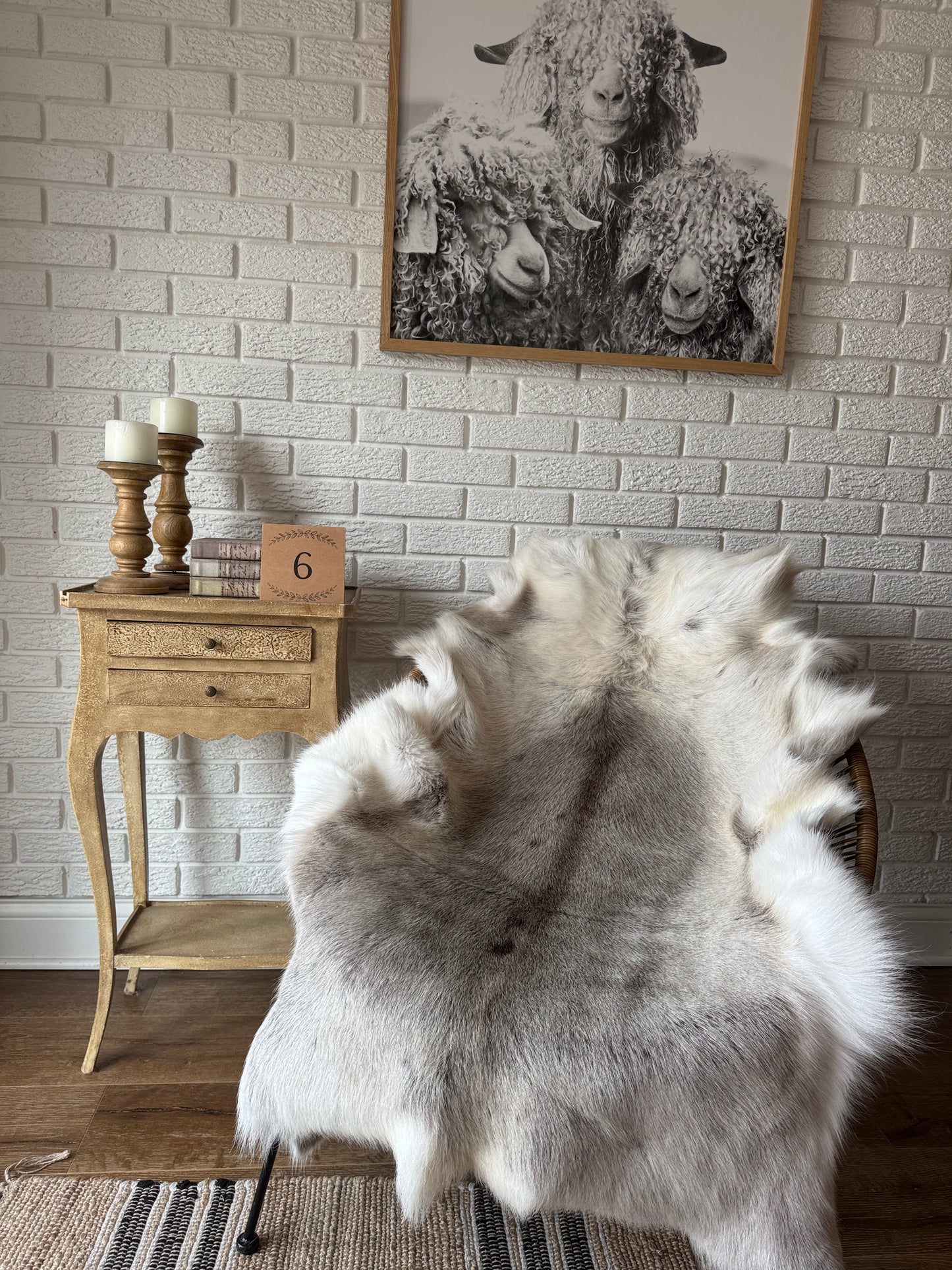 Authentic Reindeer Hide – Luxuriously Large with Natural Dark Markings | Natural Rug