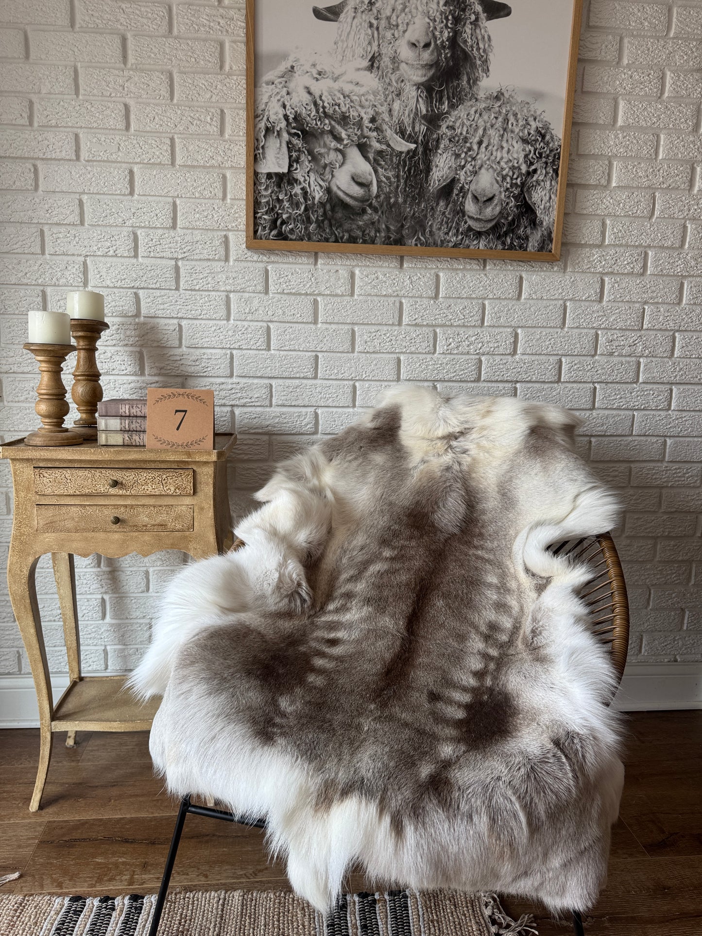 Authentic Reindeer Hide – Luxuriously Large with Natural Dark Markings | Natural Rug
