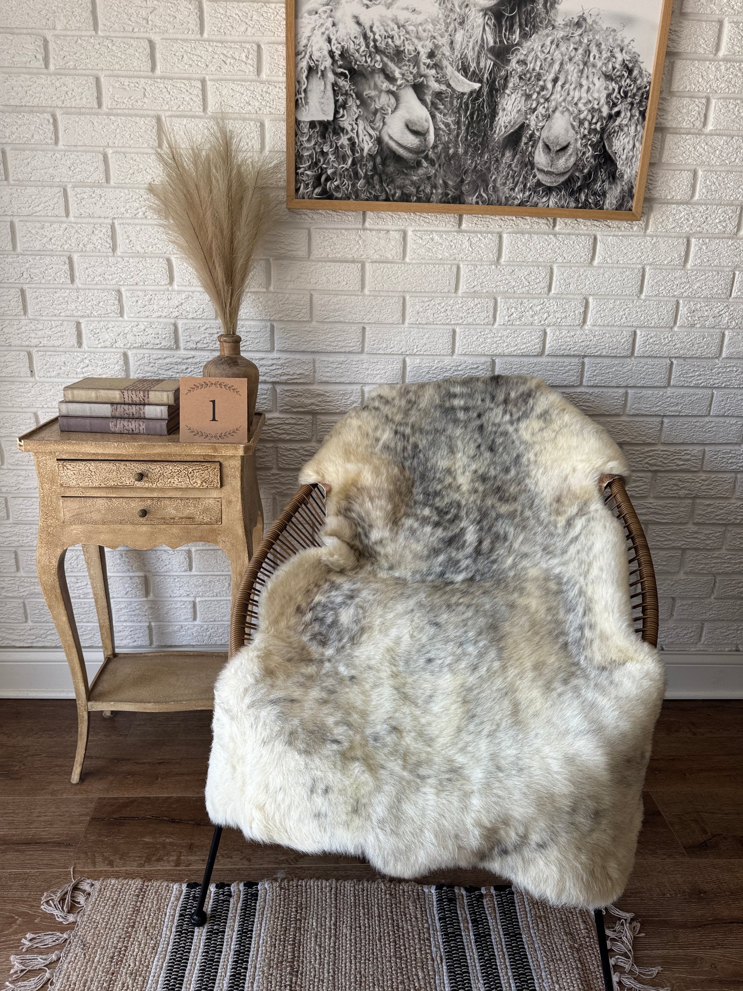 Follkee Sheepskin Rug, Throw Fur Rug, Carmel, Champagne, Beige Taupe, Short wool SWB4