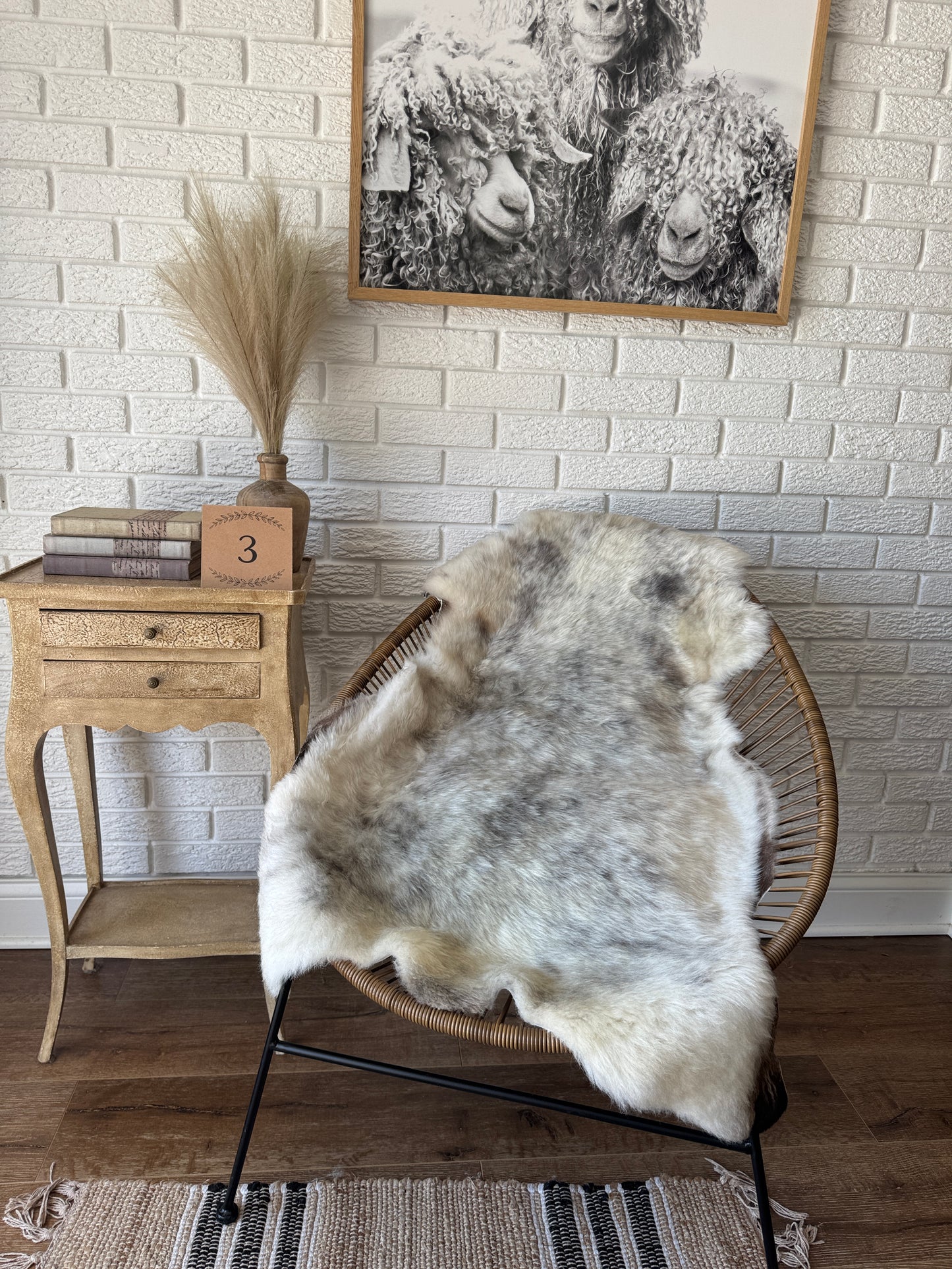Follkee Sheepskin Rug, Throw Fur Rug, Carmel, Champagne, Beige Taupe, Short wool SWB4