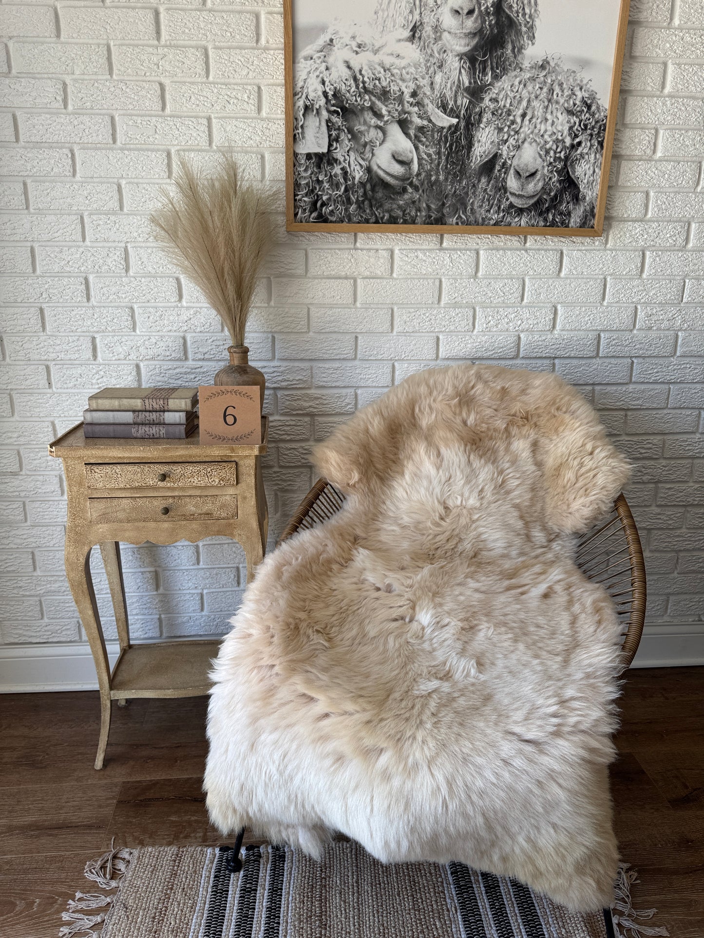 Follkee Sheepskin Rug, Throw Fur Rug, Carmel, Champagne, Beige Taupe, Short wool SWB4