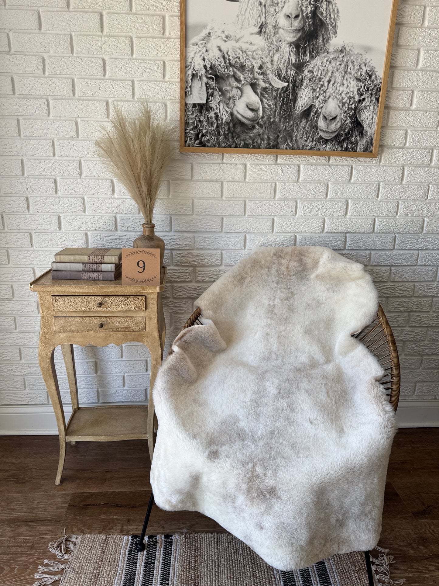 Follkee Sheepskin Rug, Throw Fur Rug, Carmel, Champagne, Beige Taupe, Short wool SWB4