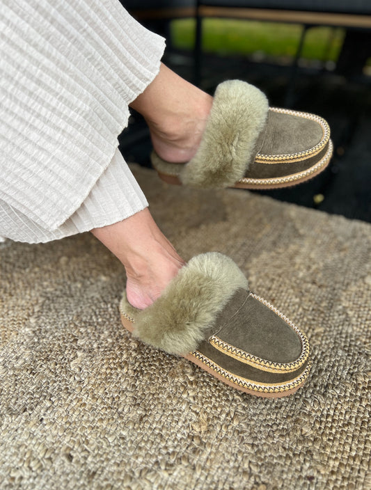 Betti New Collection Women's Slip on SheepSkin Merino Wool Slippers , House Shoes