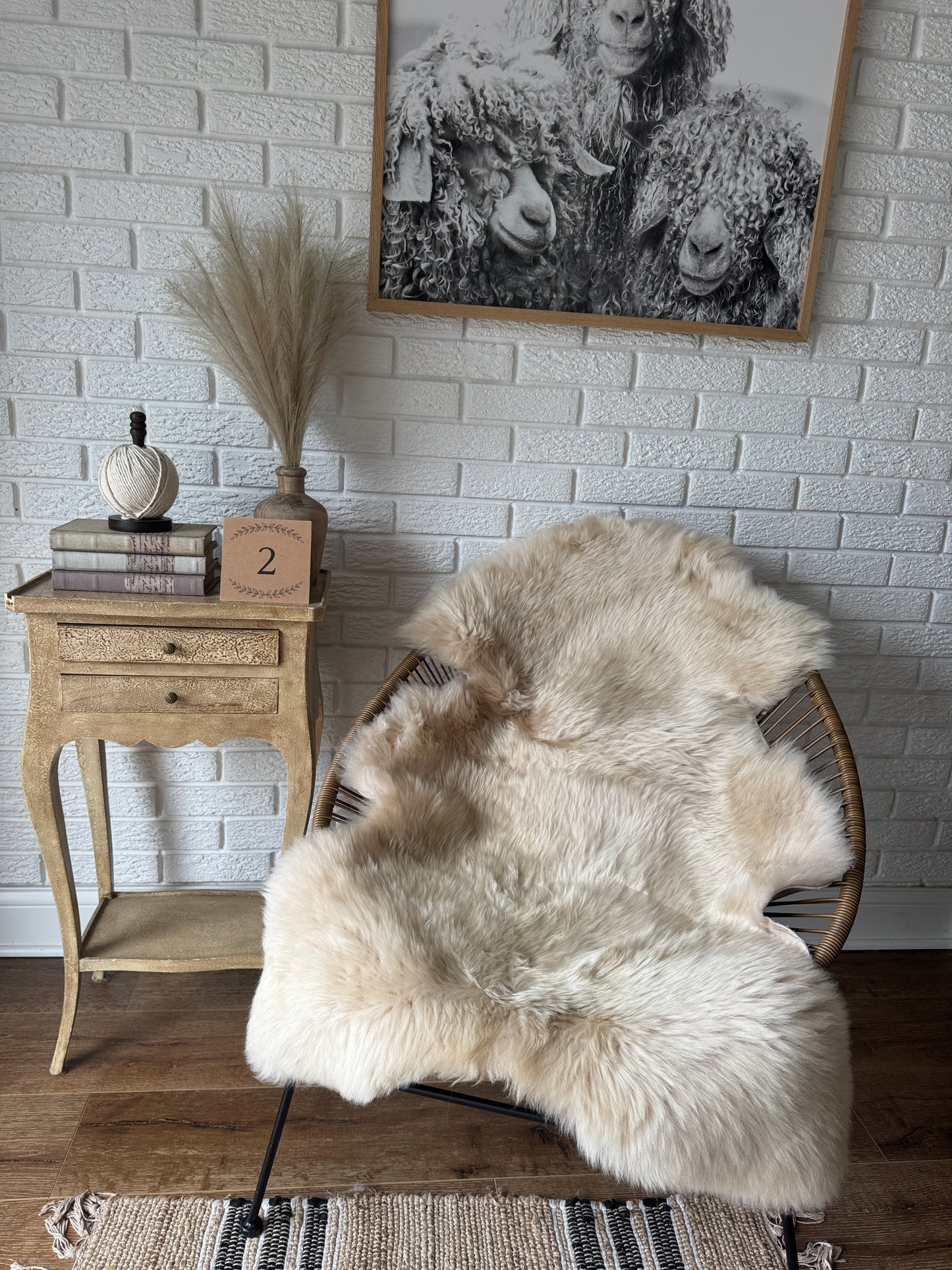 Follkee Sheepskin Rug, Throw Fur Rug, Carmel, Champagne, Beige Taupe, Short wool SWB5