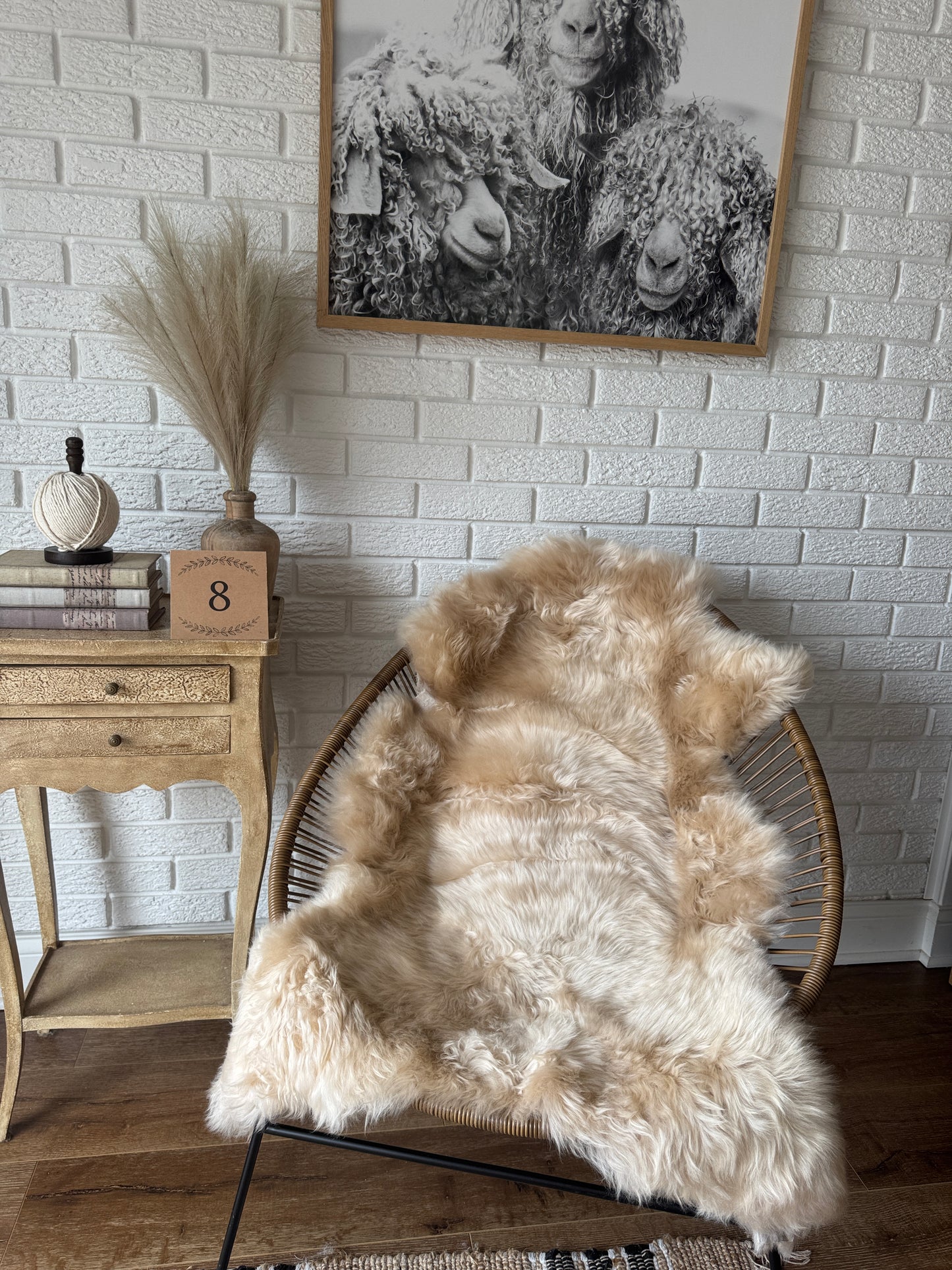 Follkee Sheepskin Rug, Throw Fur Rug, Carmel, Champagne, Beige Taupe, Short wool SWB5