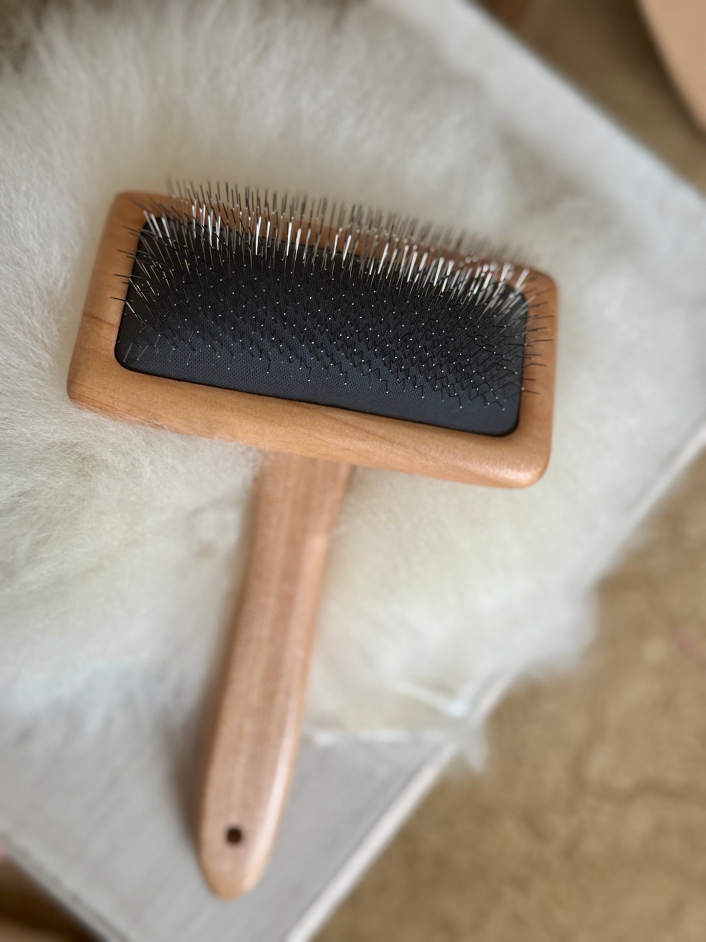 Follkee Wooden Sheepskin Brush