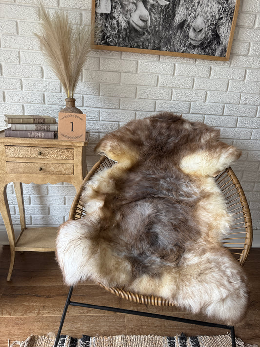 Follkee Rustic Icelandic Sheepskin Rug Throw Fur Rug Sheepskin Rug throw, natural sheepskin, real sheepskin rug, chair throw, all natural MEL31