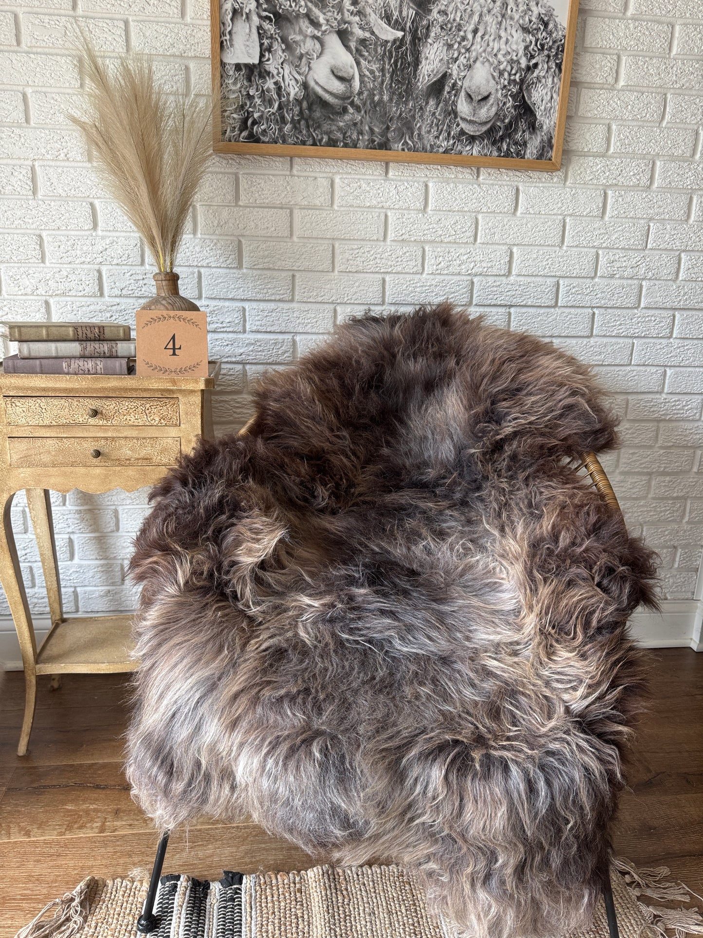 Follkee Rustic Icelandic Sheepskin Rug Throw Fur Rug Sheepskin Rug throw, natural sheepskin, real sheepskin rug, chair throw, all natural MEL31