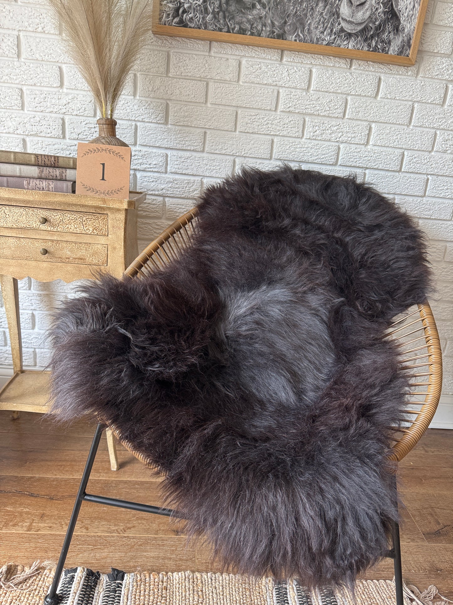 Follkee Rustic Icelandic Sheepskin Rug Throw Fur Rug Sheepskin Rug throw, natural sheepskin, real sheepskin rug, chair throw, all natural MEL32