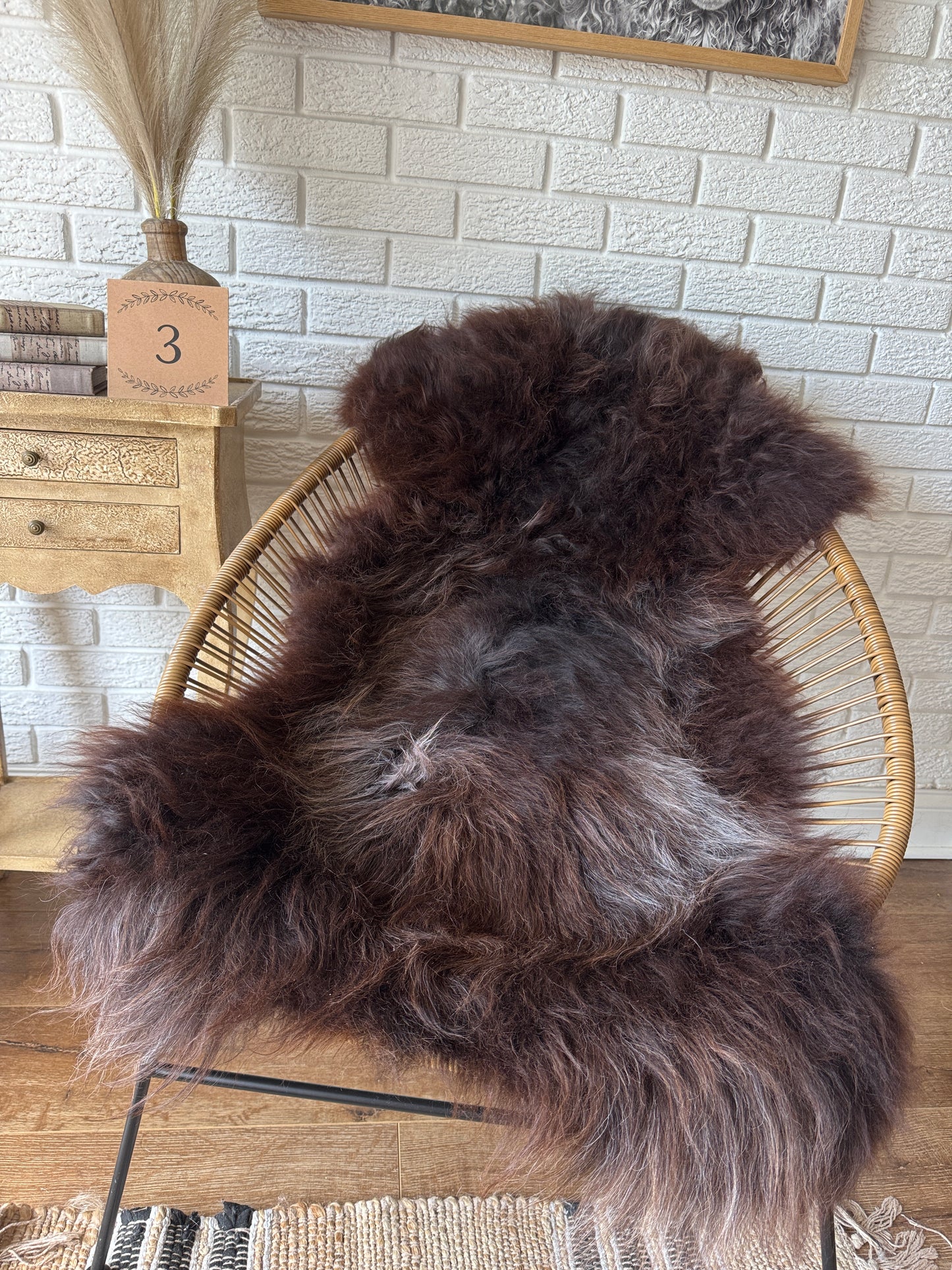 Follkee Rustic Icelandic Sheepskin Rug Throw Fur Rug Sheepskin Rug throw, natural sheepskin, real sheepskin rug, chair throw, all natural MEL32