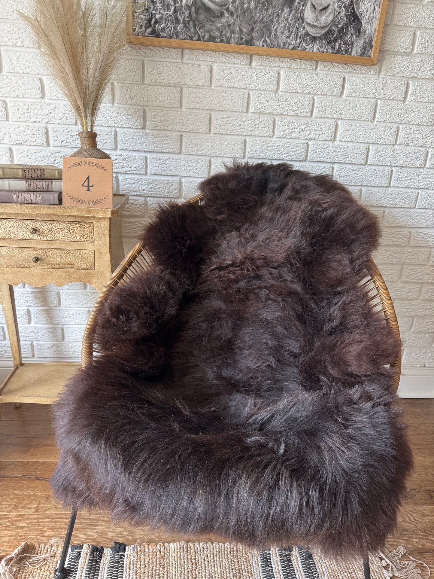 Follkee Rustic Icelandic Sheepskin Rug Throw Fur Rug Sheepskin Rug throw, natural sheepskin, real sheepskin rug, chair throw, all natural MEL32