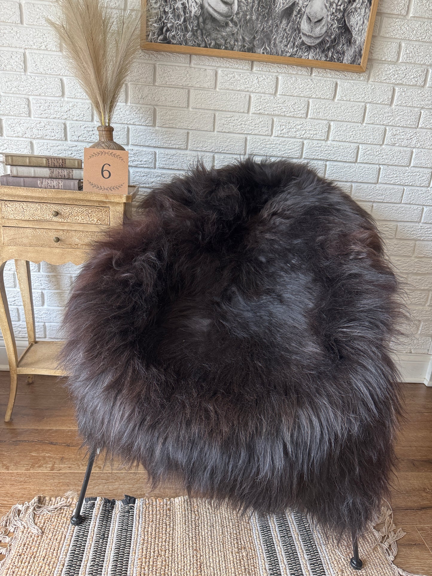 Follkee Rustic Icelandic Sheepskin Rug Throw Fur Rug Sheepskin Rug throw, natural sheepskin, real sheepskin rug, chair throw, all natural MEL32