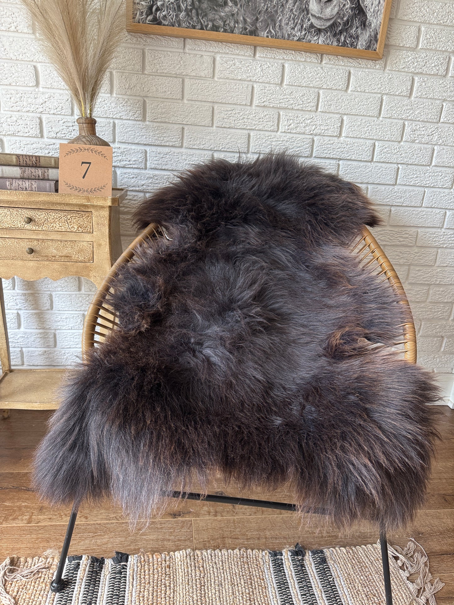 Follkee Rustic Icelandic Sheepskin Rug Throw Fur Rug Sheepskin Rug throw, natural sheepskin, real sheepskin rug, chair throw, all natural MEL32