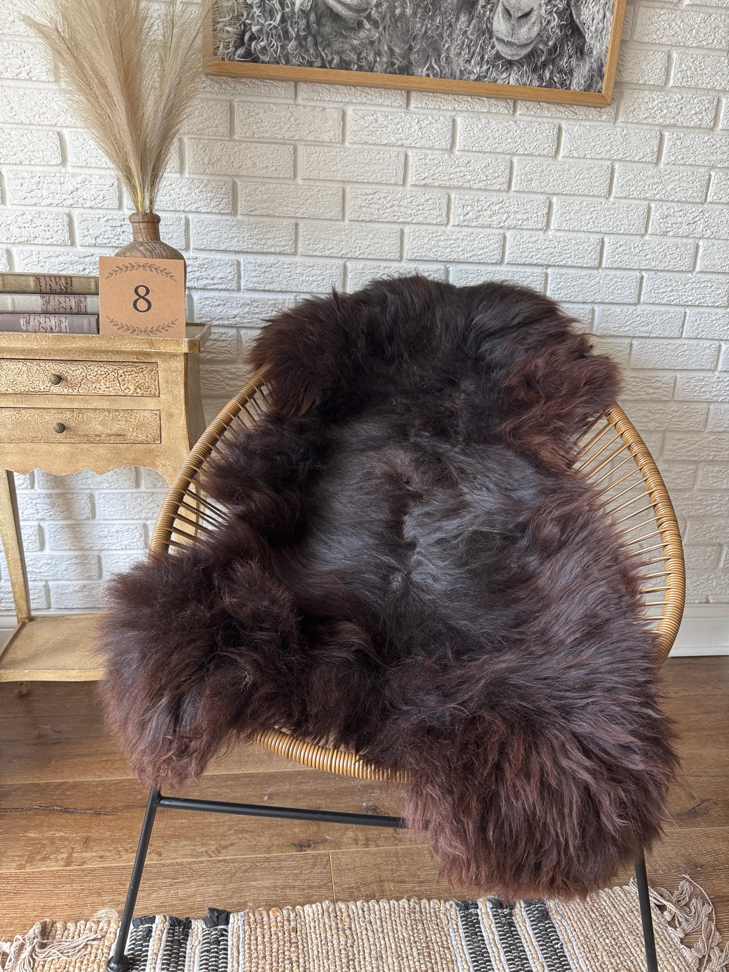 Follkee Rustic Icelandic Sheepskin Rug Throw Fur Rug Sheepskin Rug throw, natural sheepskin, real sheepskin rug, chair throw, all natural MEL32