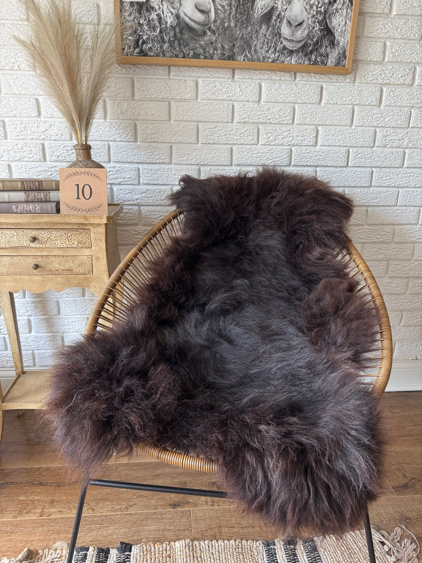 Follkee Rustic Icelandic Sheepskin Rug Throw Fur Rug Sheepskin Rug throw, natural sheepskin, real sheepskin rug, chair throw, all natural MEL32