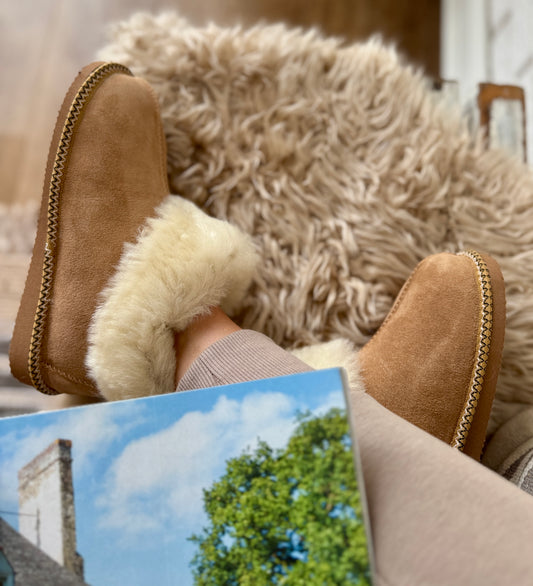 Follkee Moccasin Slippers SheepSkin Merino Wool Slippers , House Shoes , Unisex