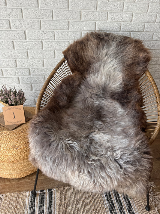 Follkee SheepSkin Rug American Jacob,  Premium Quality Sheepskin Blanket | Shades of Brown