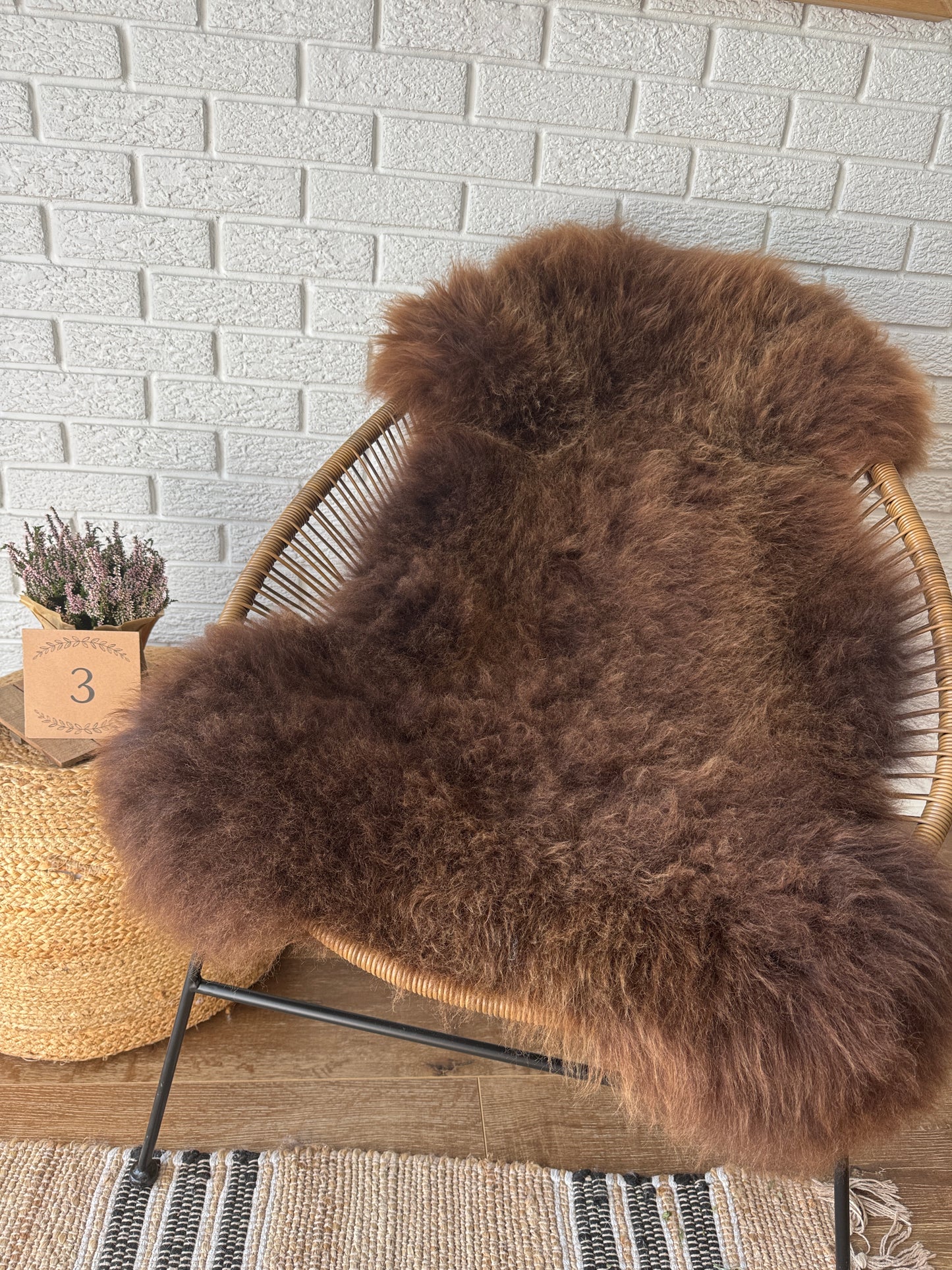 Follkee SheepSkin Rug American Jacob,  Premium Quality Sheepskin Blanket | Shades of Brown