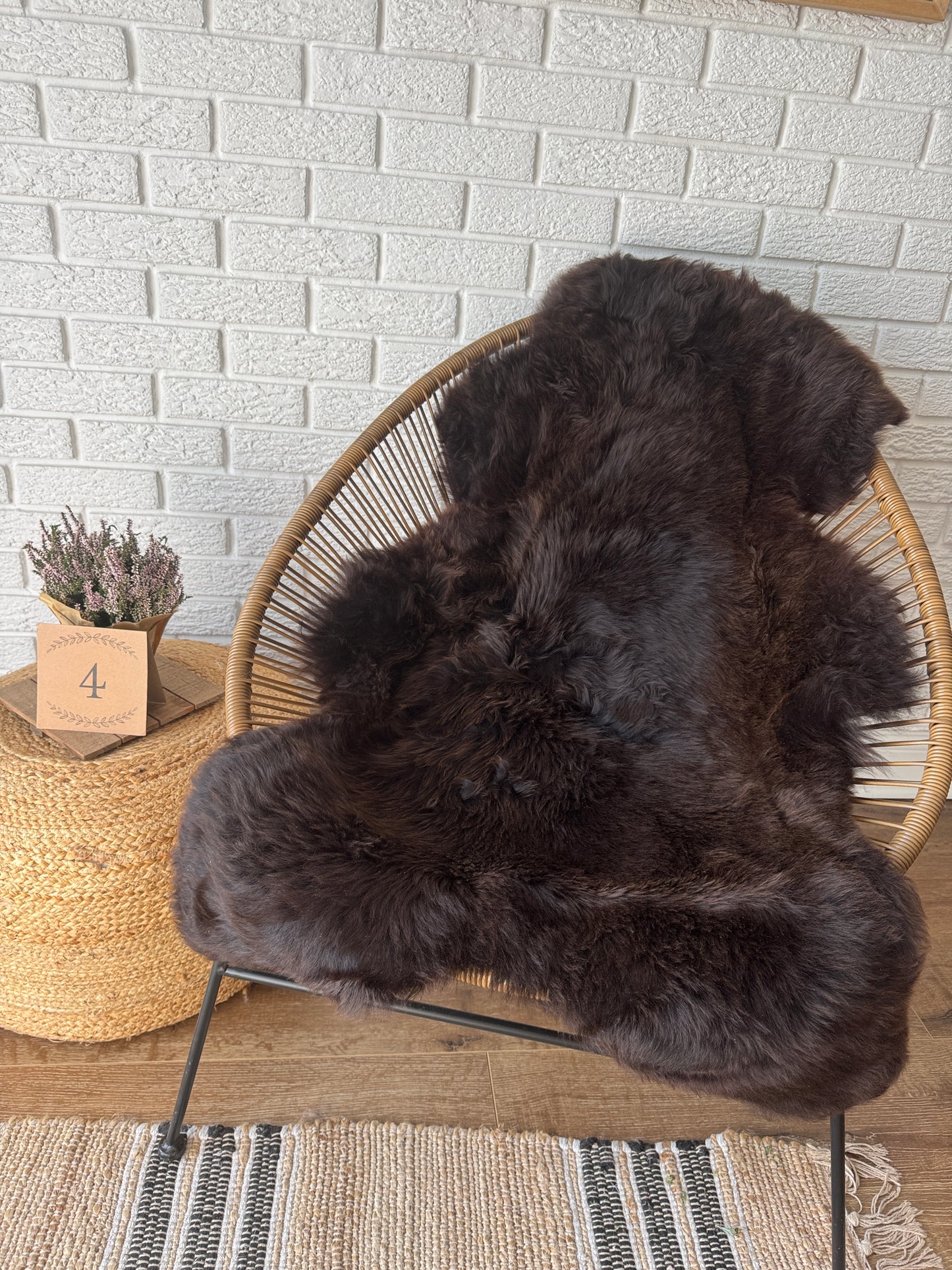 Follkee SheepSkin Rug American Jacob,  Premium Quality Sheepskin Blanket | Shades of Brown