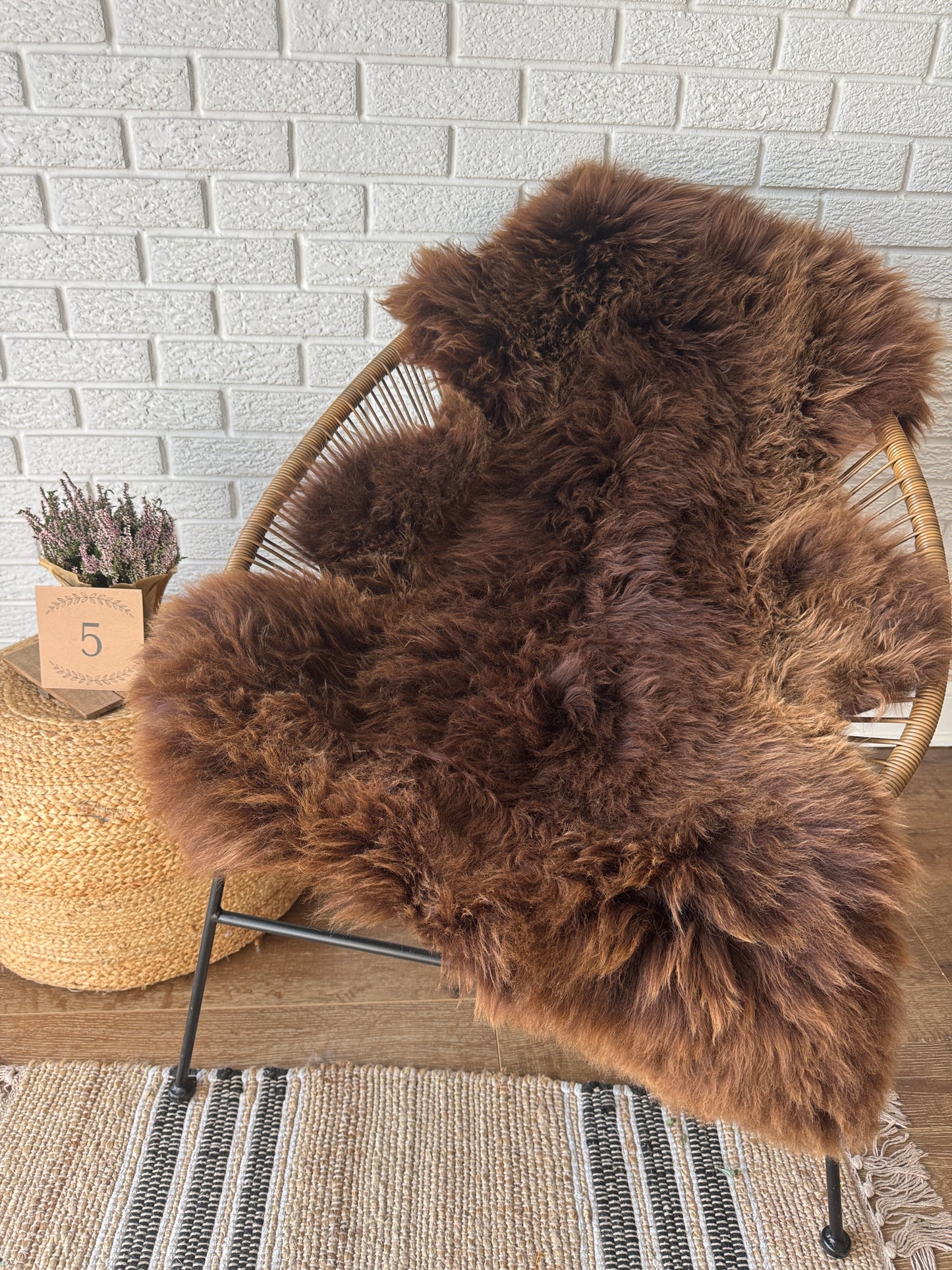 Follkee SheepSkin Rug American Jacob,  Premium Quality Sheepskin Blanket | Shades of Brown