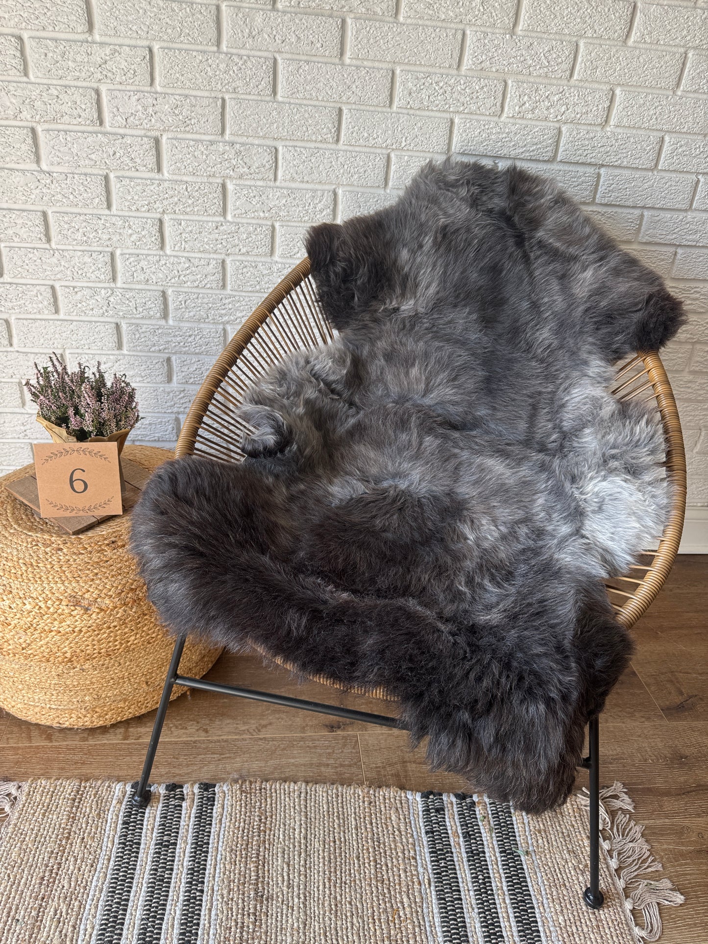 Follkee SheepSkin Rug American Jacob,  Premium Quality Sheepskin Blanket | Shades of Brown
