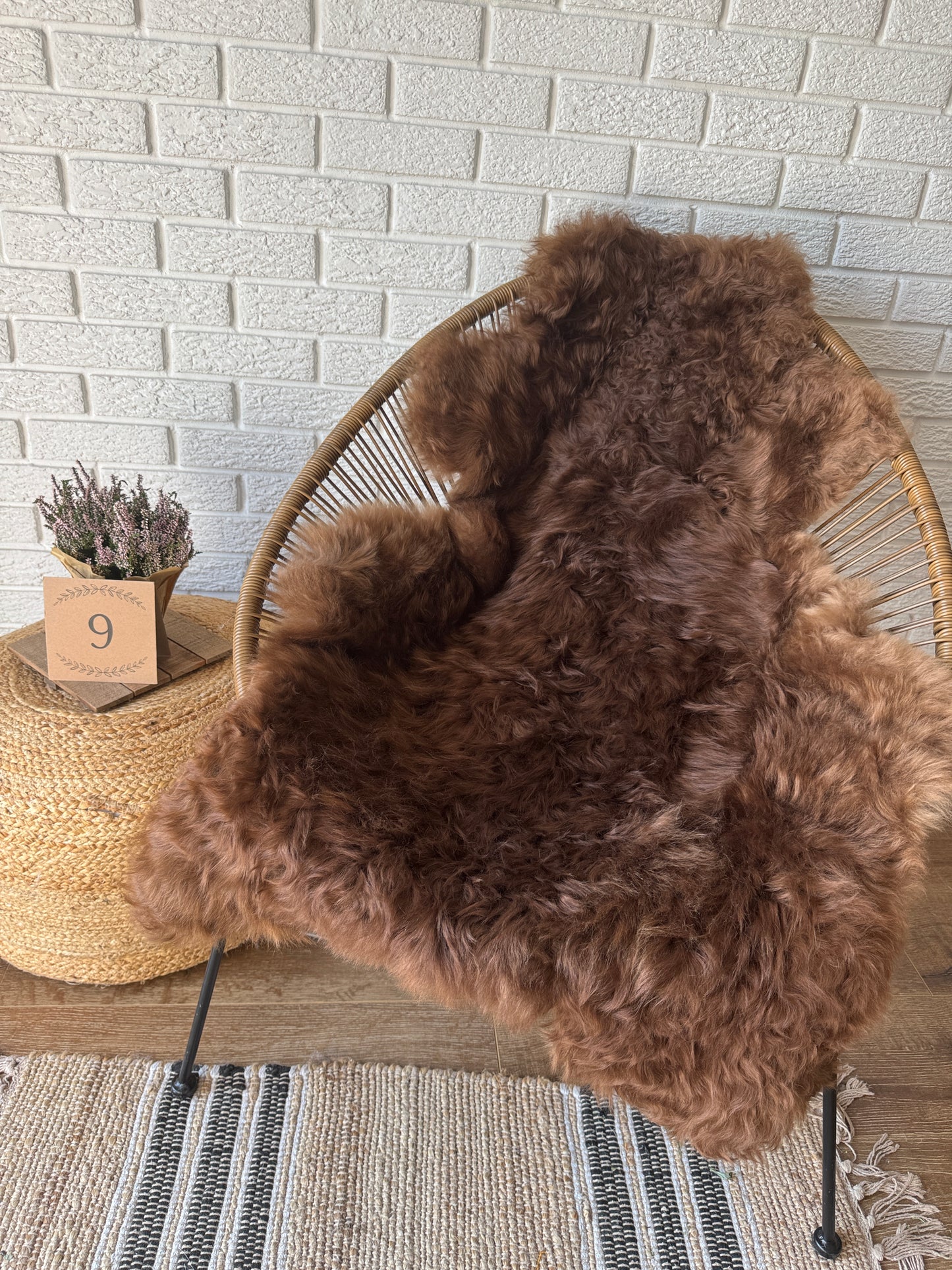 Follkee SheepSkin Rug American Jacob,  Premium Quality Sheepskin Blanket | Shades of Brown