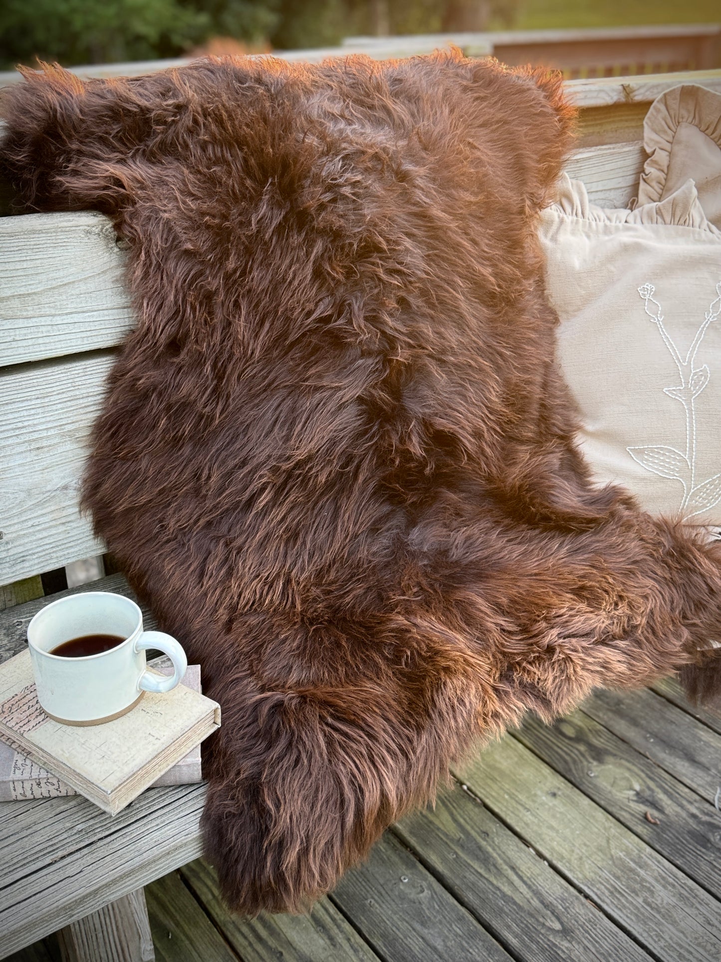 Follkee Beautiful Brown Iceland SHEEPSKIN rug Sheepskin Throw Fur Rug Sheepskin Rug throw, natural sheepskin